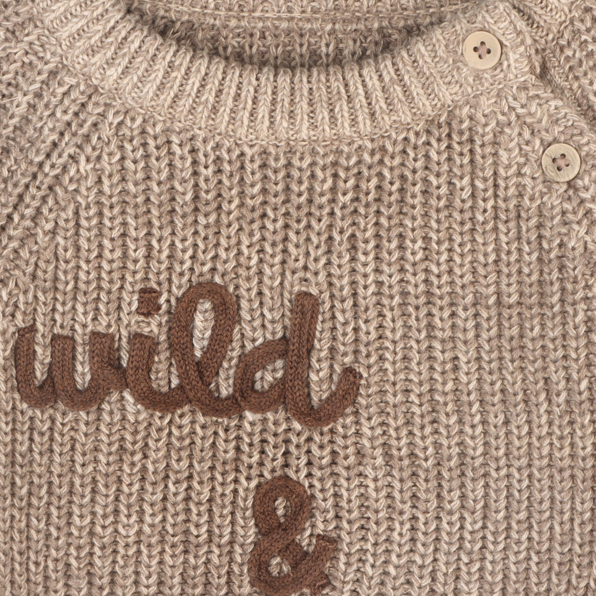 Wild & Free Embroidered Chunky Knit Baby Pullover Sweater (Organic Cotton)