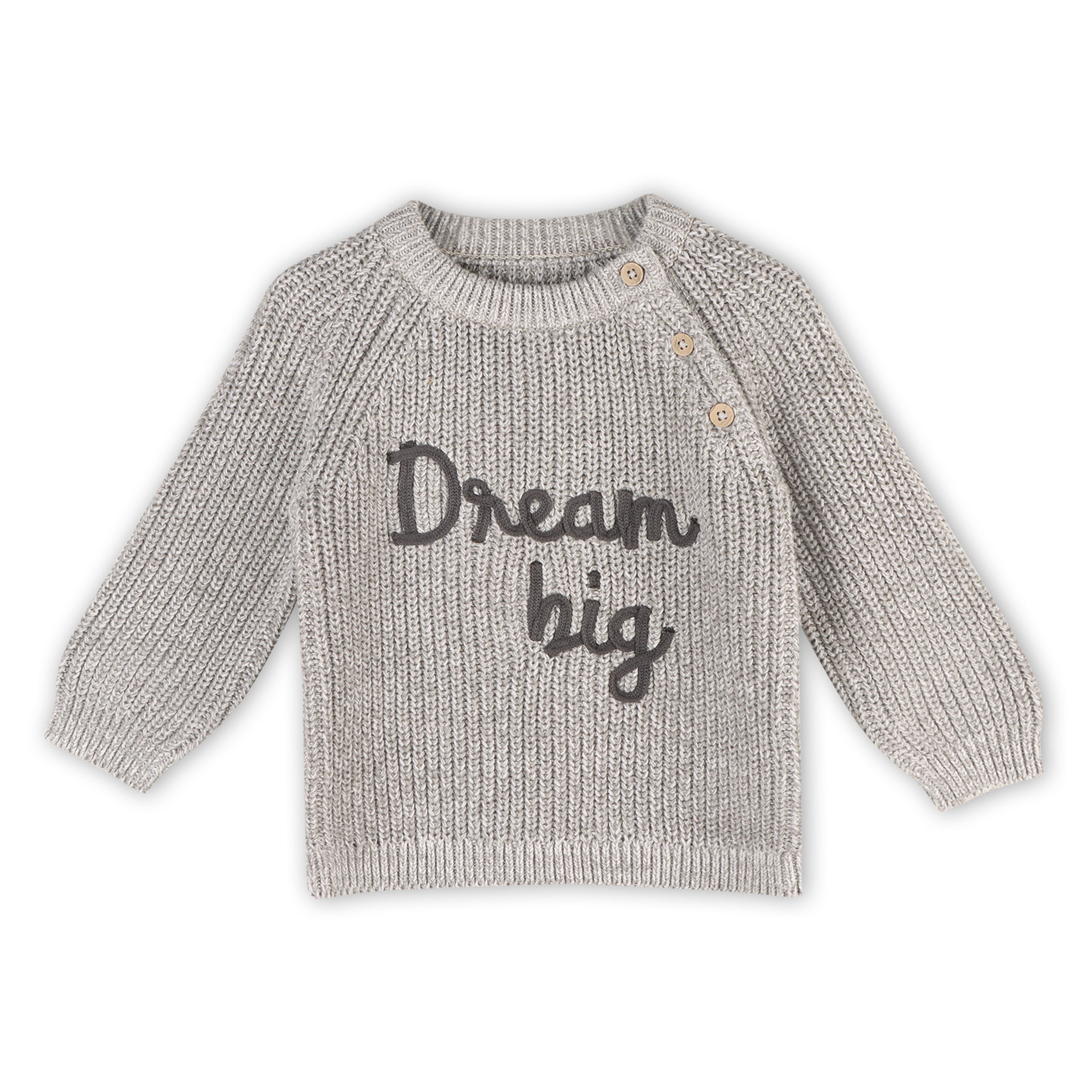 Dream Big Embroidered Chunky Knit Baby Pullover Sweater (Organic Cotton)