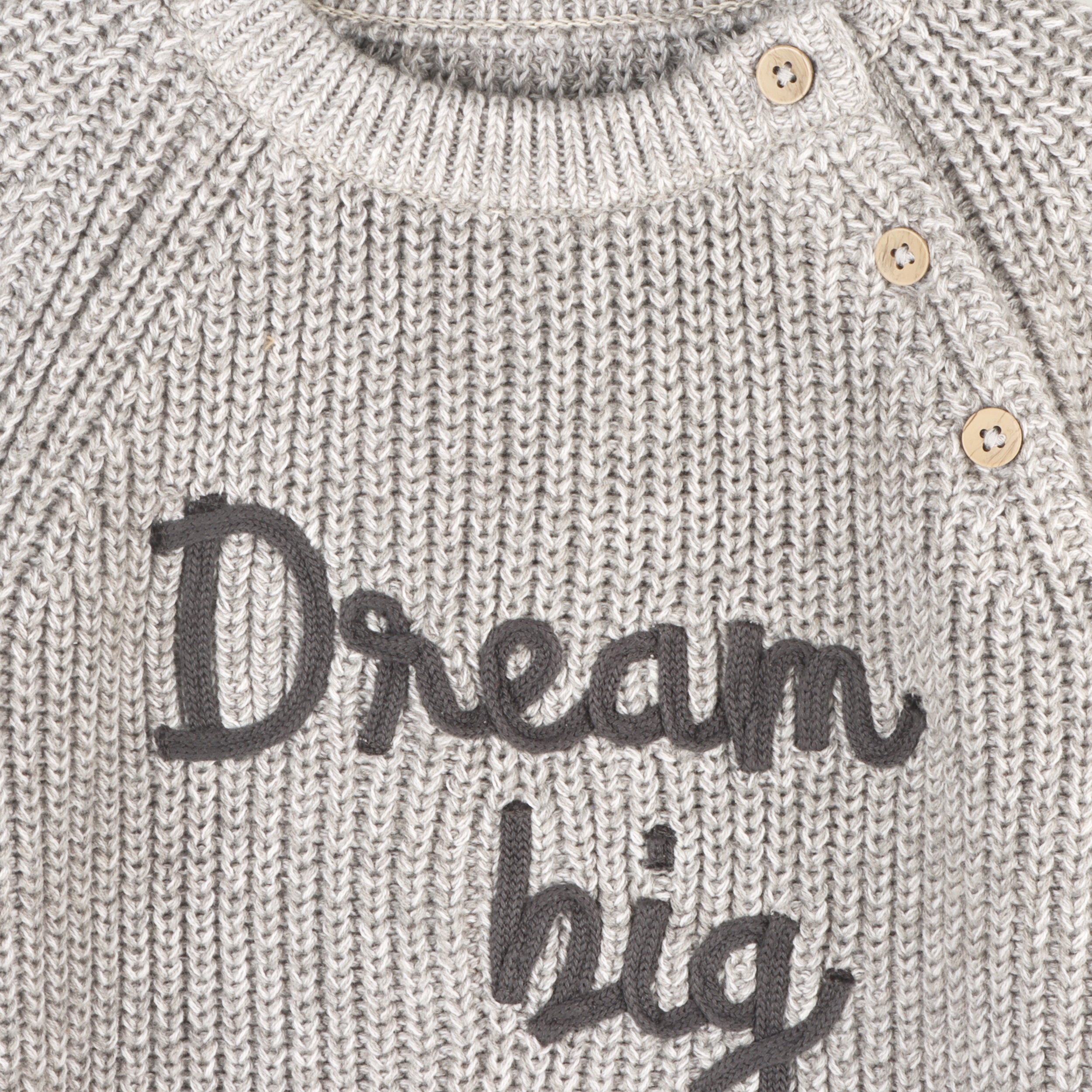 Dream Big Embroidered Chunky Knit Baby Pullover Sweater (Organic Cotton)