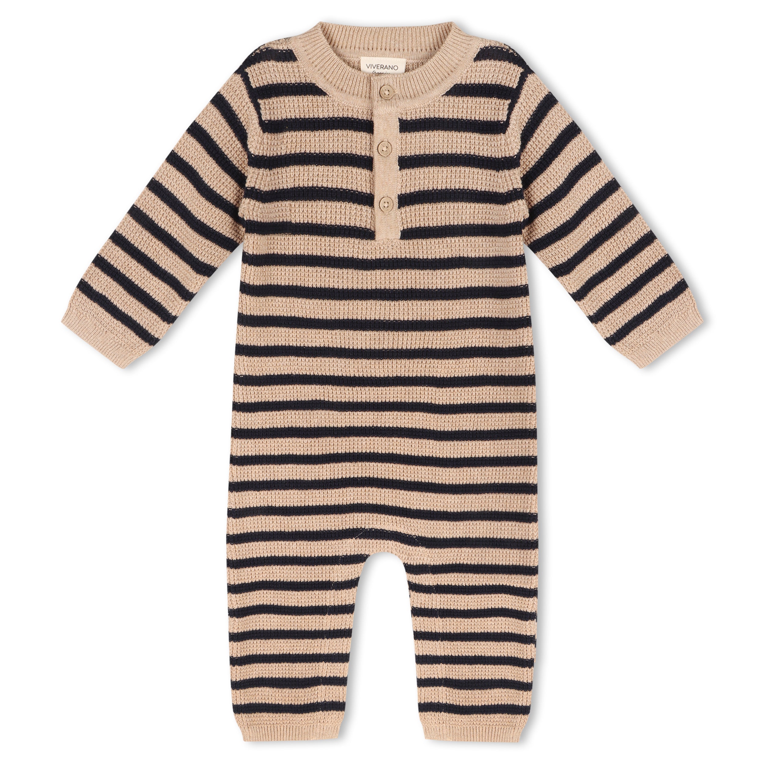 Navy Stripe Chunky Sweater Knit Baby Jumpsuit (Organic Cotton)