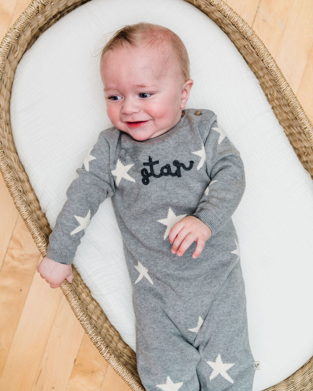 Star Jacquard Baby Sweater Knit Jumpsuit (Organic Cotton)