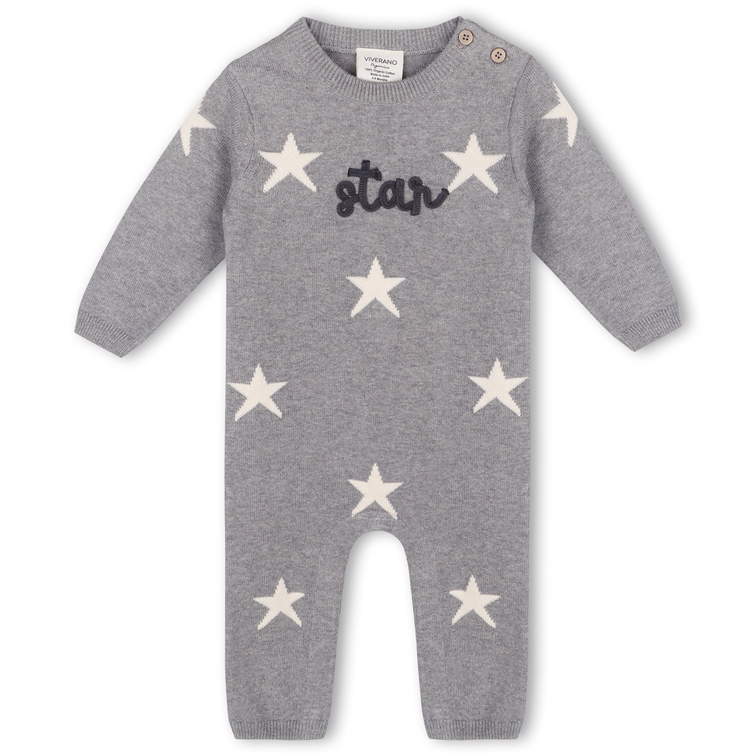 Star Jacquard Baby Sweater Knit Jumpsuit (Organic Cotton)