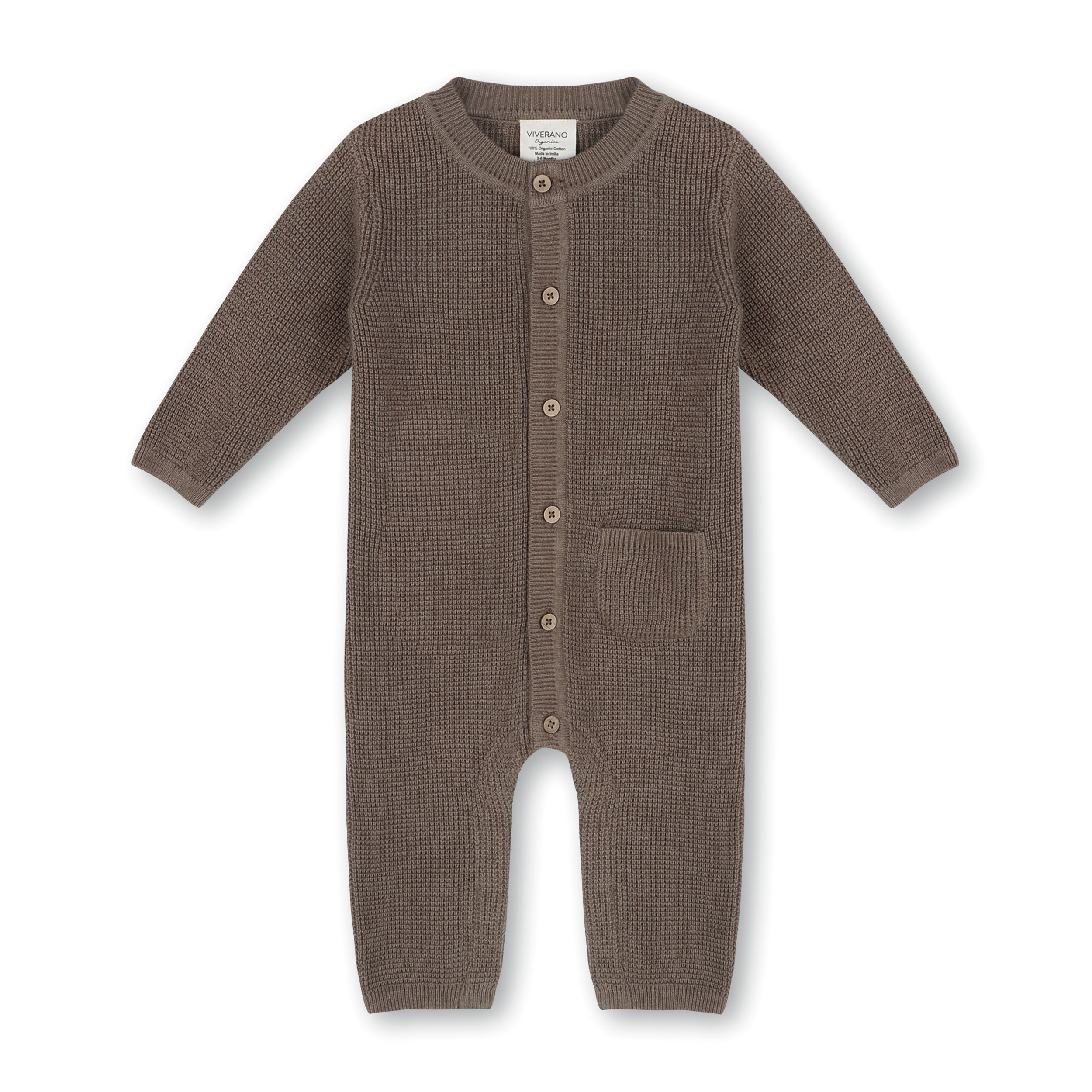 Pocket & Button Chunky Sweater Knit Baby Jumpsuit (Organic Cotton)