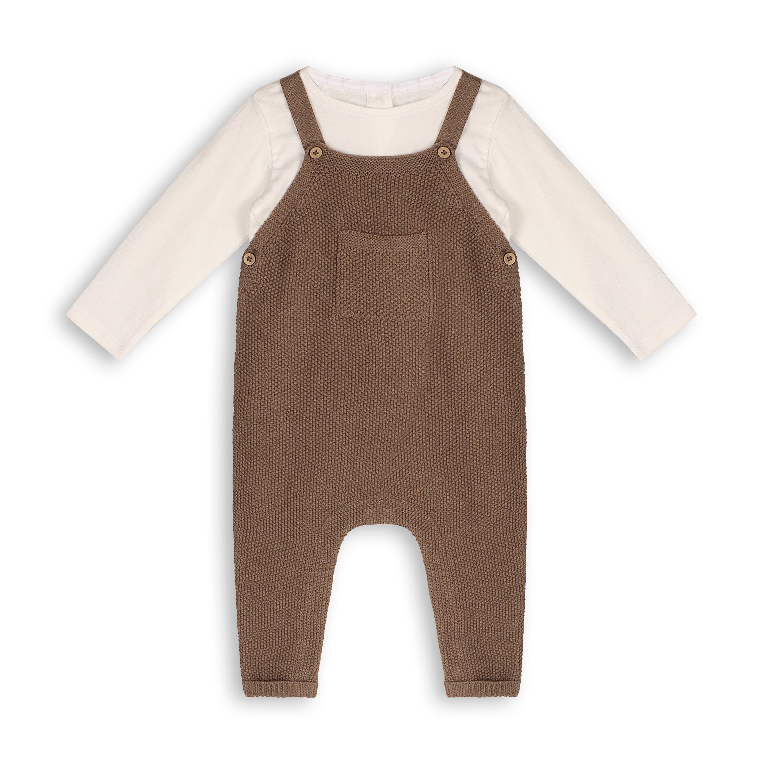 Chunky Sweater Knit Pocket Baby Overall & Bodysuit Set (Organic Cotton) 