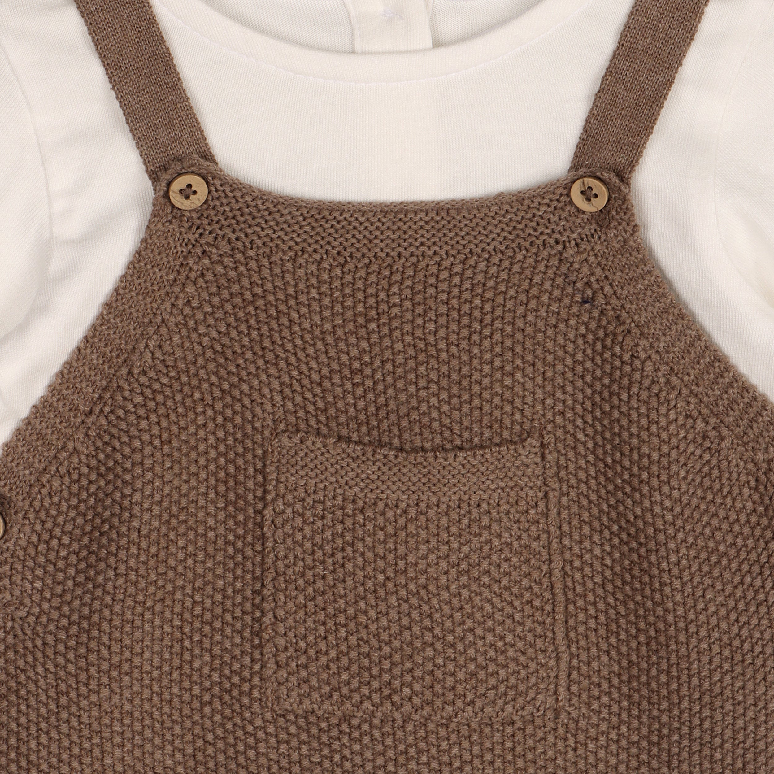 Chunky Sweater Knit Pocket Baby Overall & Bodysuit Set (Organic Cotton) 