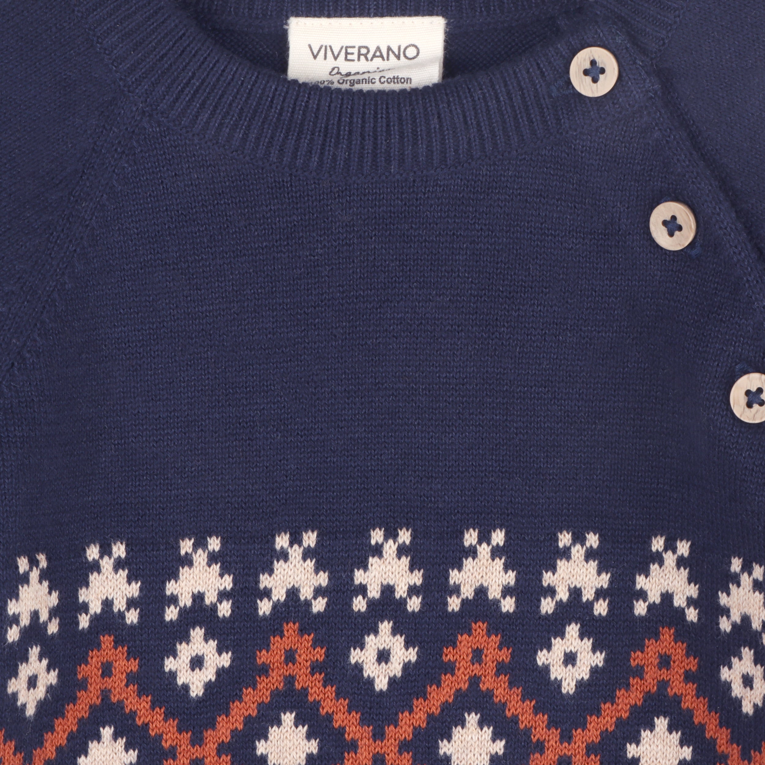 Fair Isle Raglan Sleeve Baby Pullover Sweater (Organic Cotton)