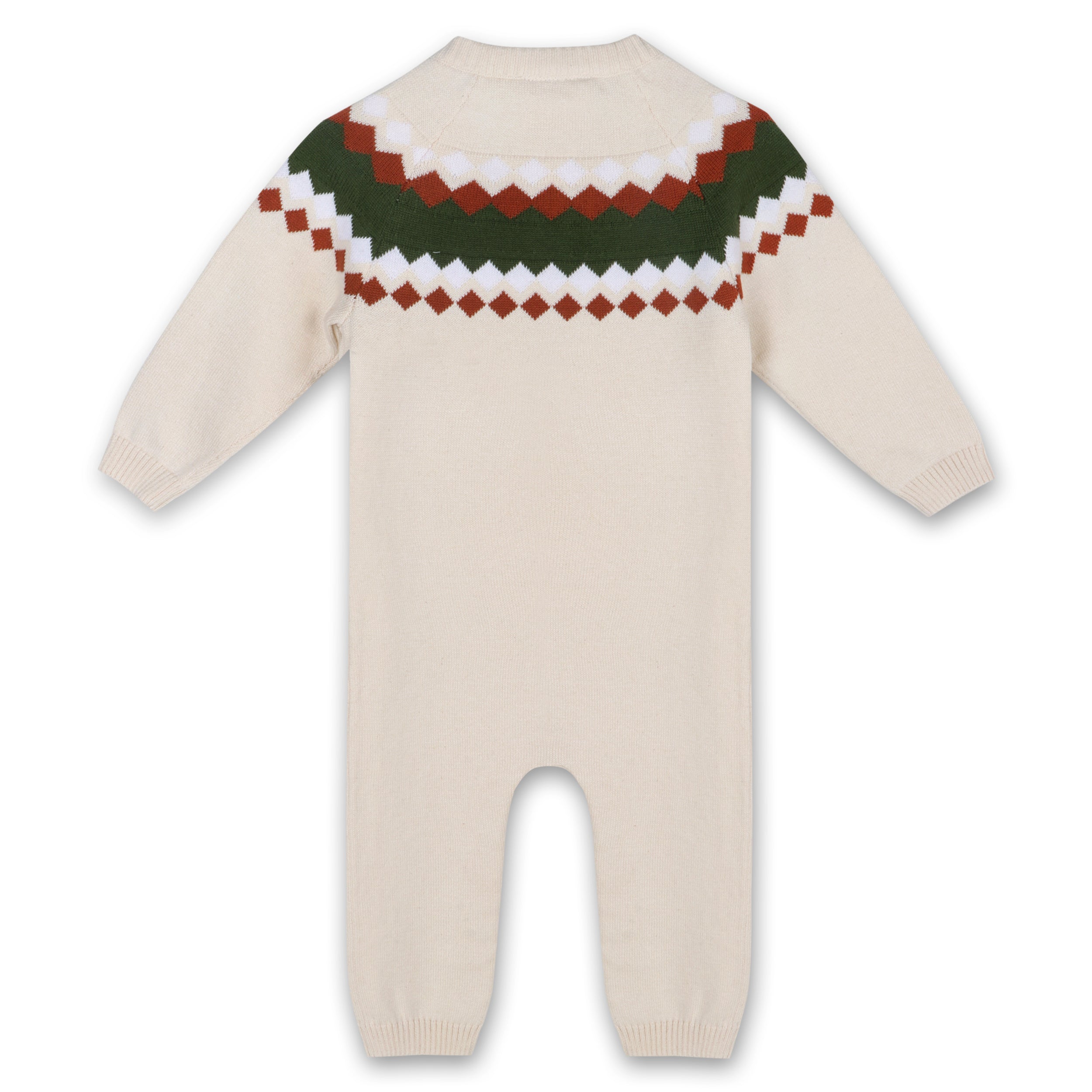 Fair Isle Jacquard Sweater Knit Baby Jumpsuit (Organic Cotton)