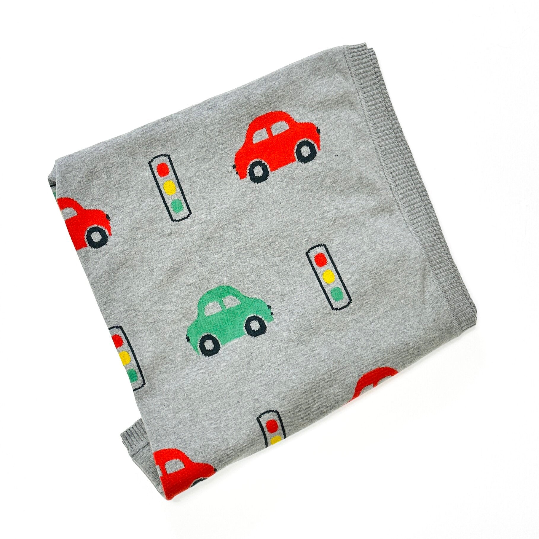 Mini Car - Organic Cotton Jacquard Knit Baby Blanket