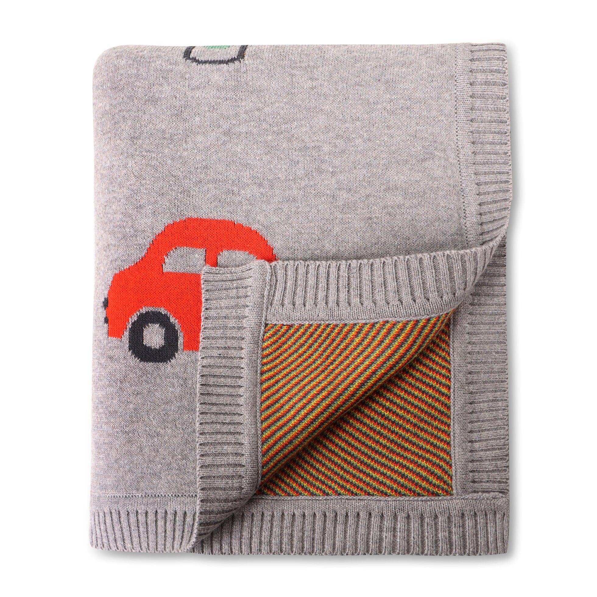 Mini Car - Organic Cotton Jacquard Knit Baby Blanket