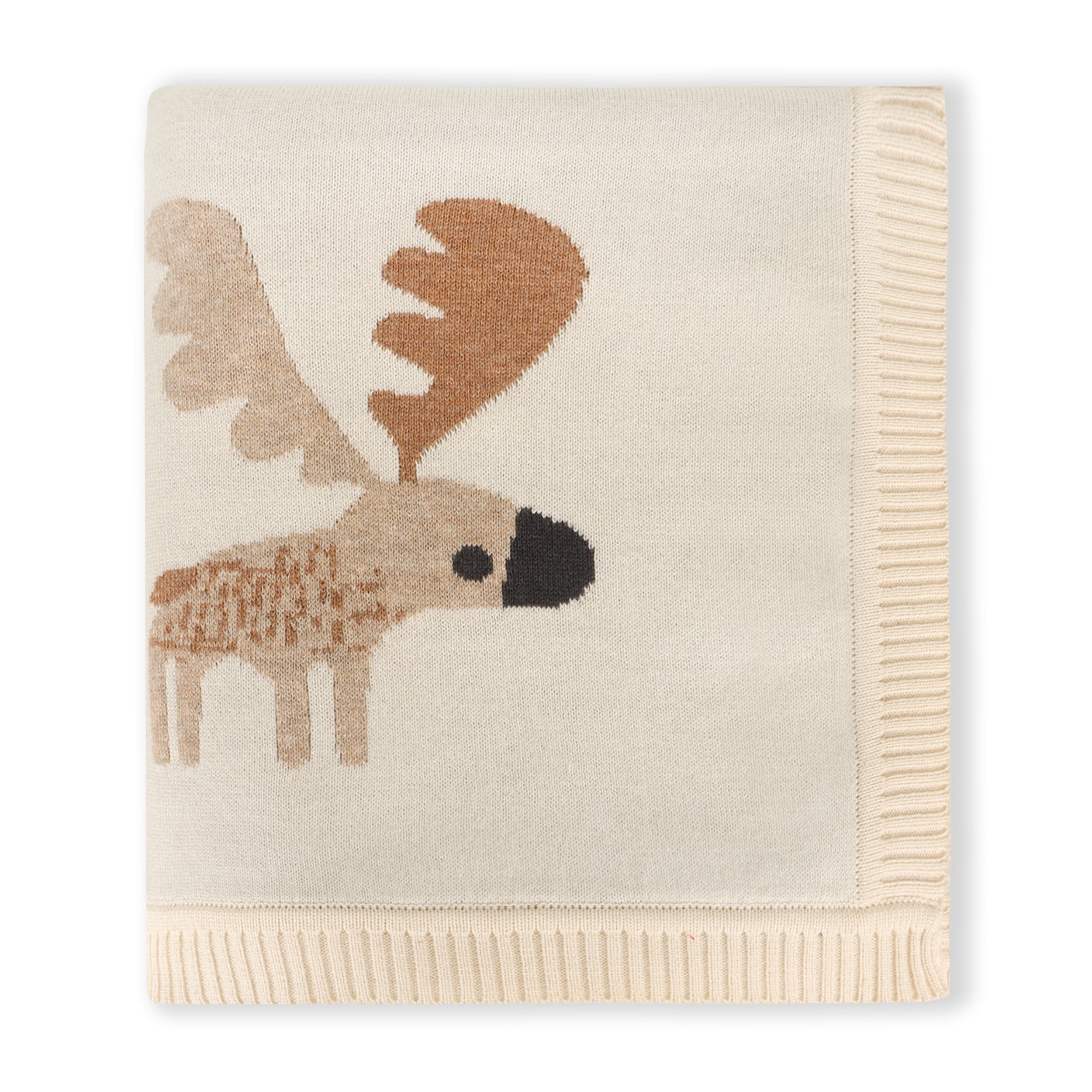 Moose - Jacquard Knit Baby Blanket (Organic Cotton)