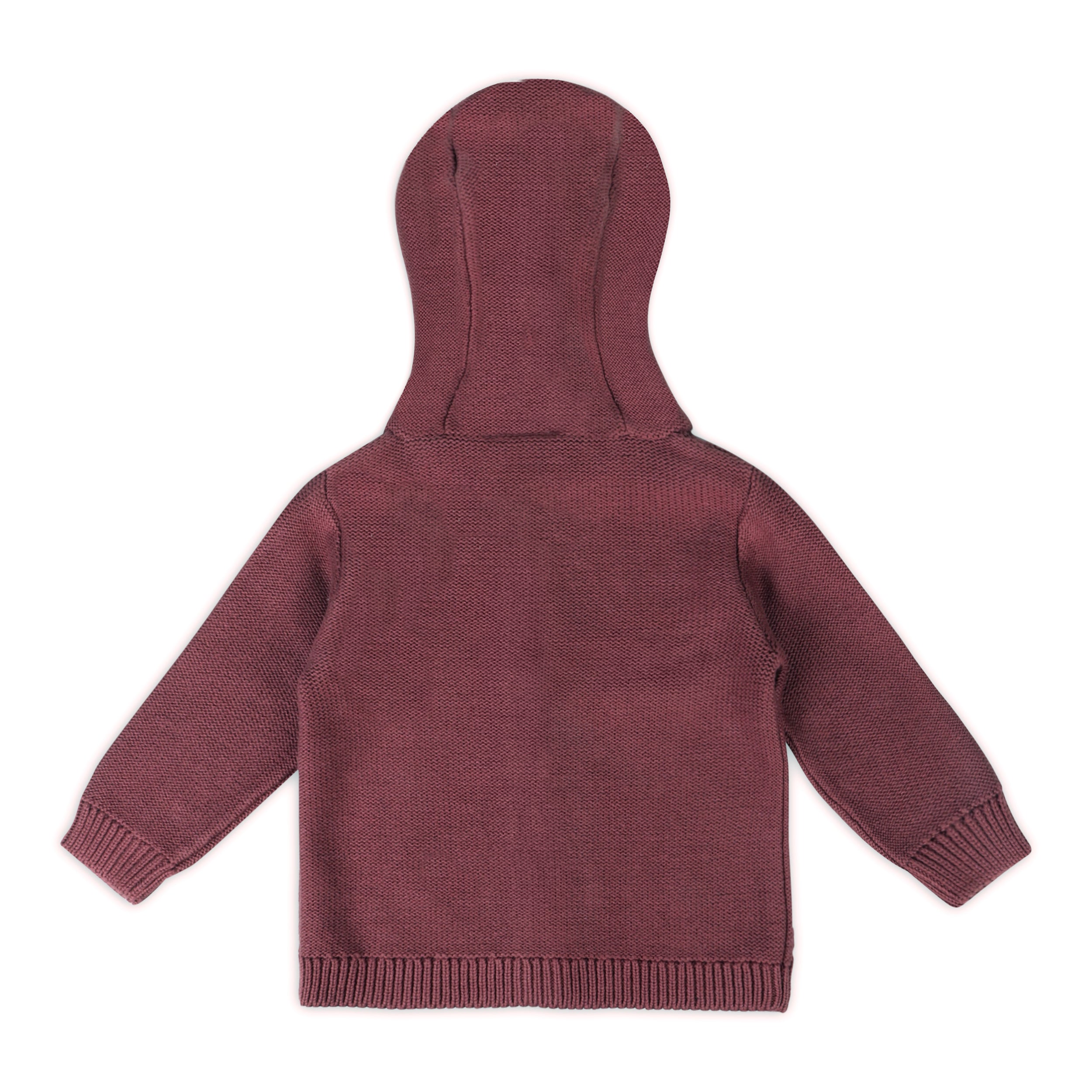 Floral Embroidered Cable Knit Hooded Baby Cardigan (Organic Cotton)