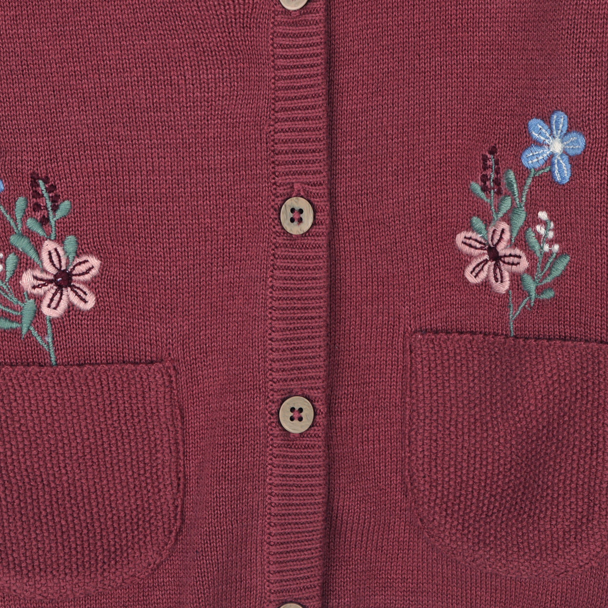 Pocket of Flowers Embroidered Baby Cardigan Sweater (Organic Cotton)