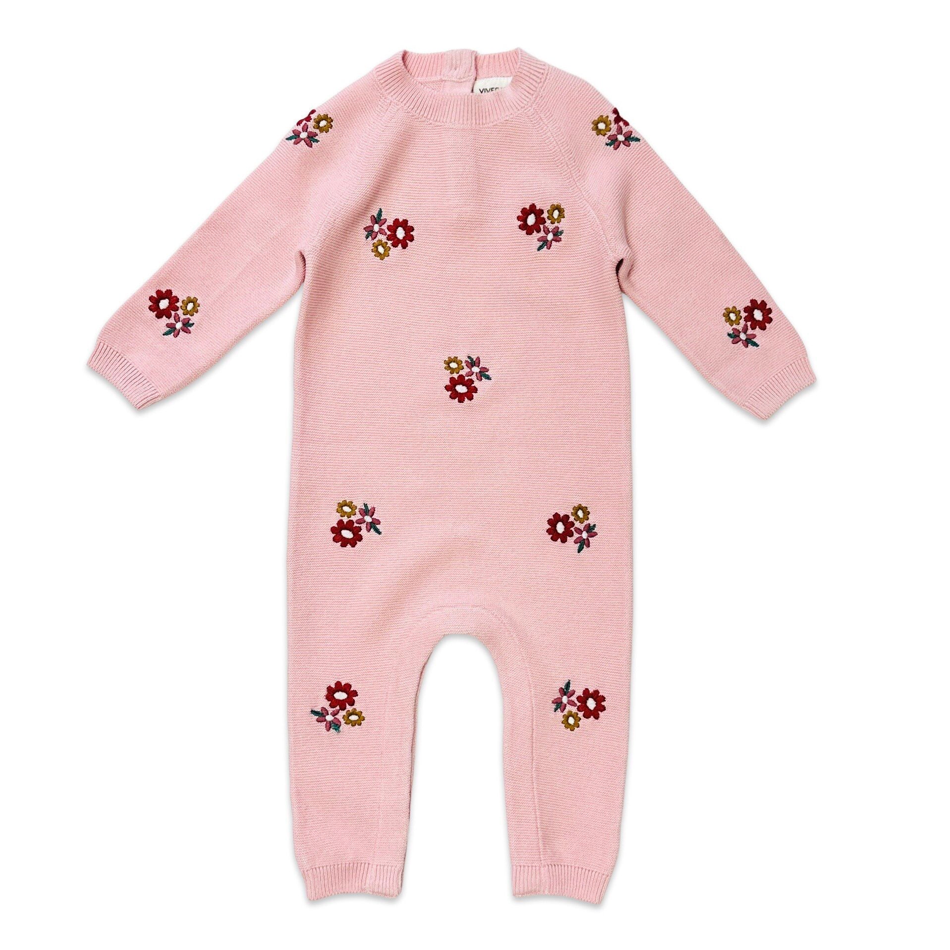 Floral Bouquet Pink Organic Knit Baby Jumpsuit (Organic Cotton)