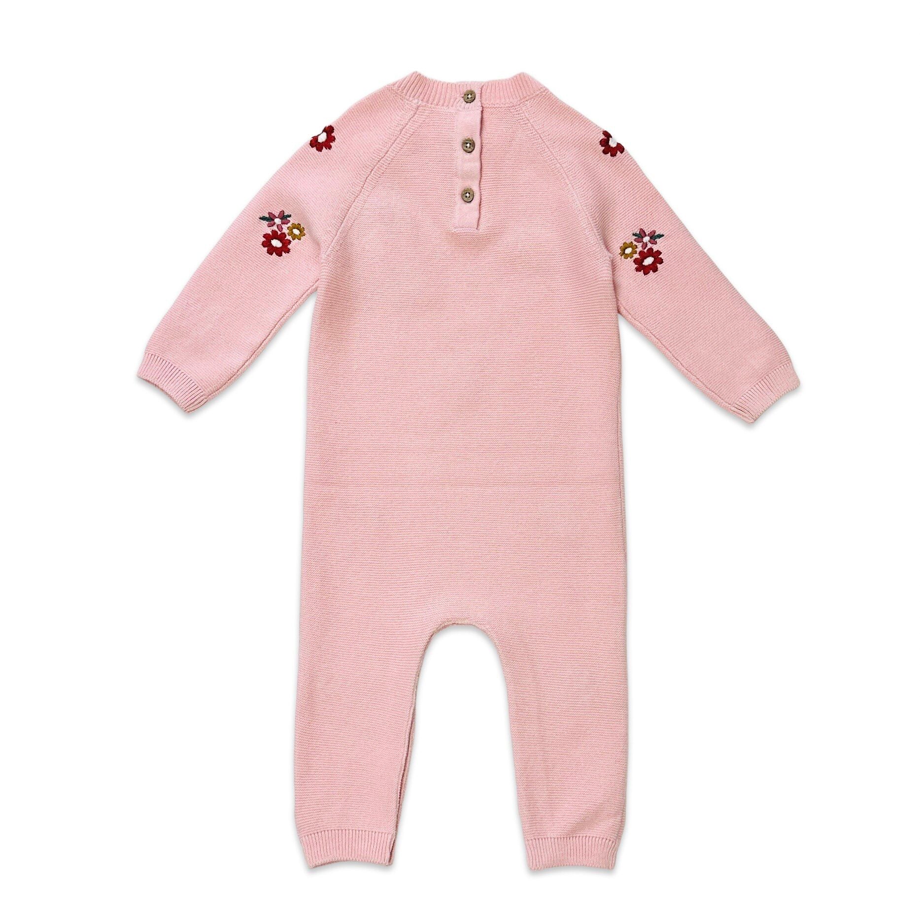 Floral Bouquet Pink Organic Knit Baby Jumpsuit (Organic Cotton)