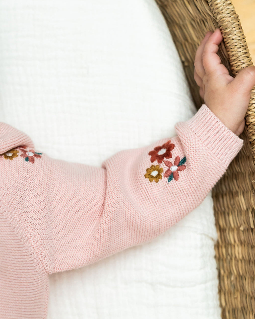 Floral Bouquet Pink Organic Knit Baby Jumpsuit (Organic Cotton)