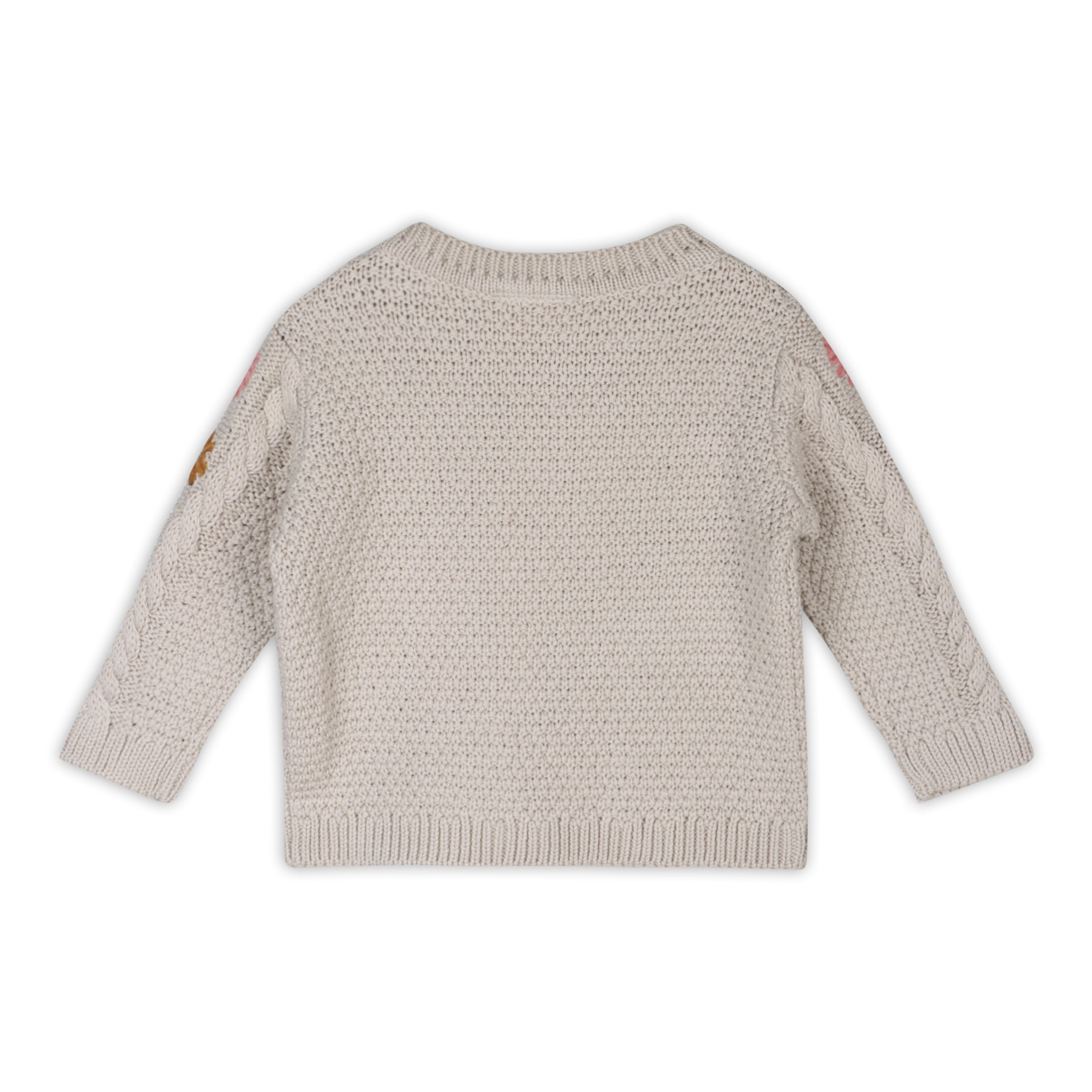 Floral Embroidered Chunky Knit Baby Pullover Sweater (Organic Cotton) 