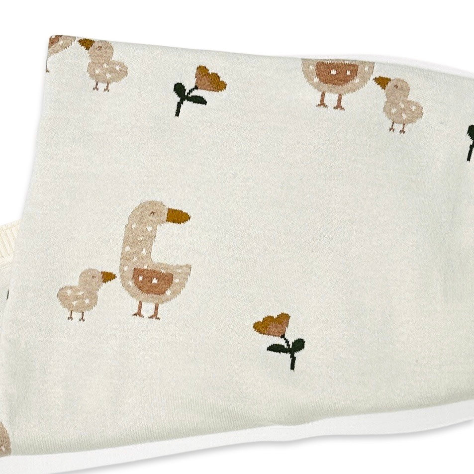 Duck Mommy & Me - Organic Cotton Jacquard Knit Baby Blanket