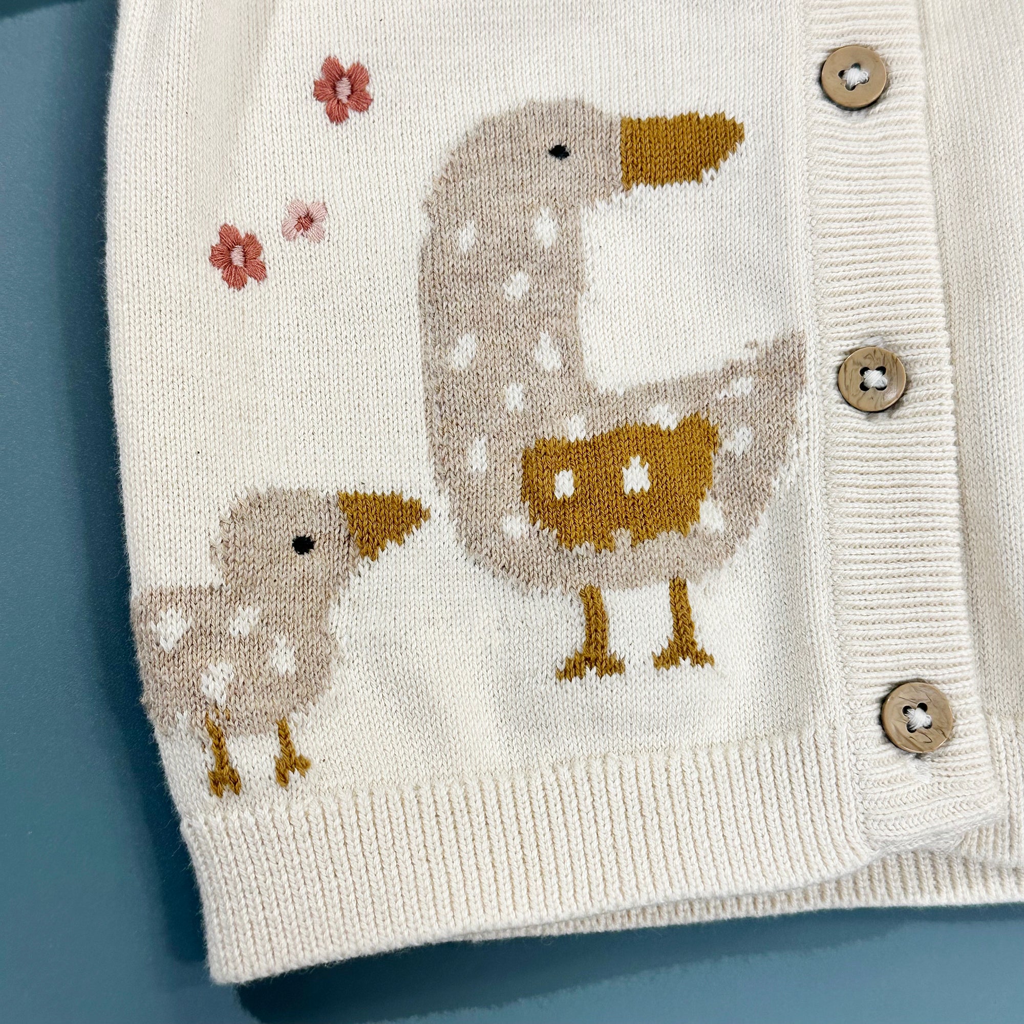 Duck Mommy & Me Embroidered Baby Cardigan Sweater (Organic Cotton)