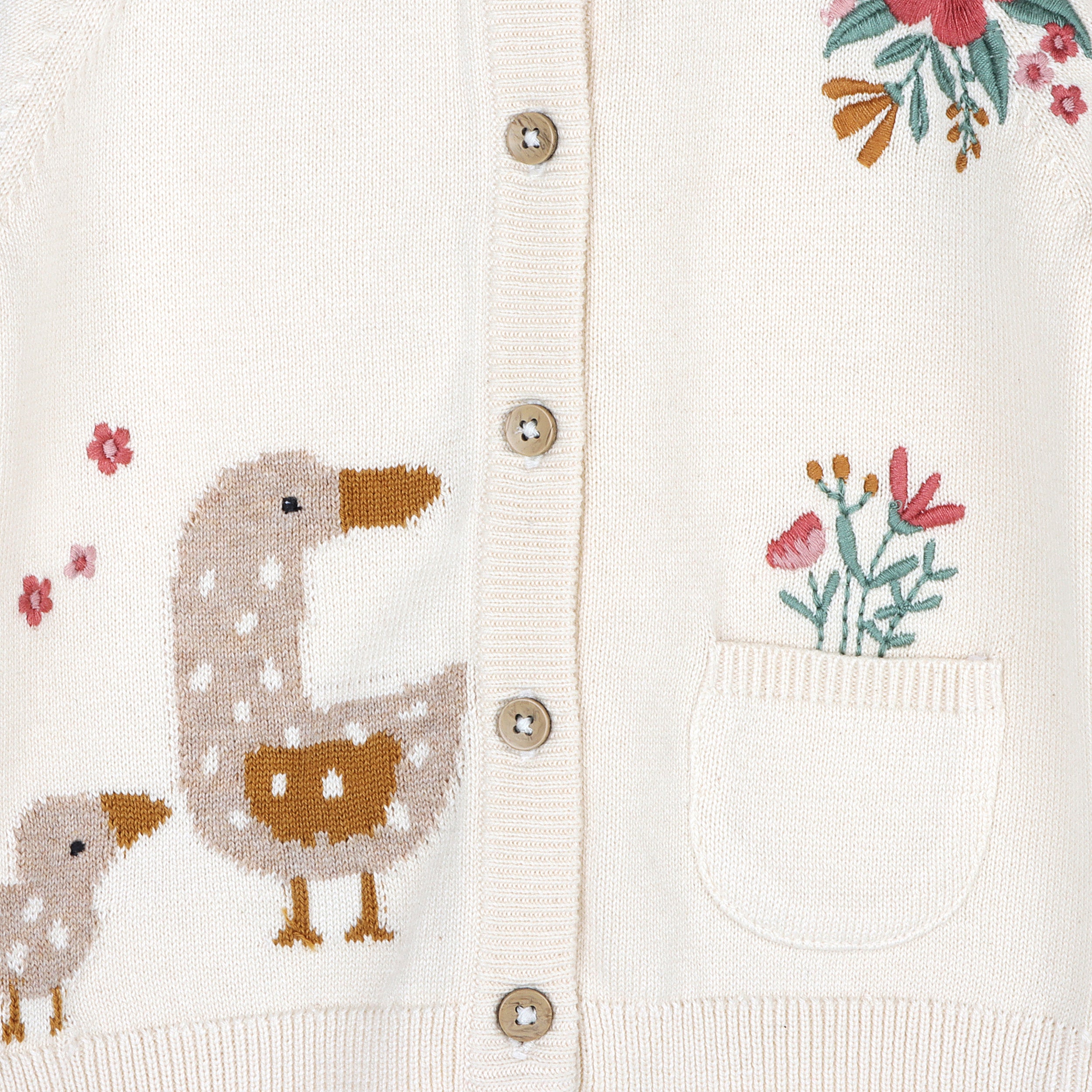 Duck Mommy & Me Embroidered Baby Cardigan Sweater (Organic Cotton)