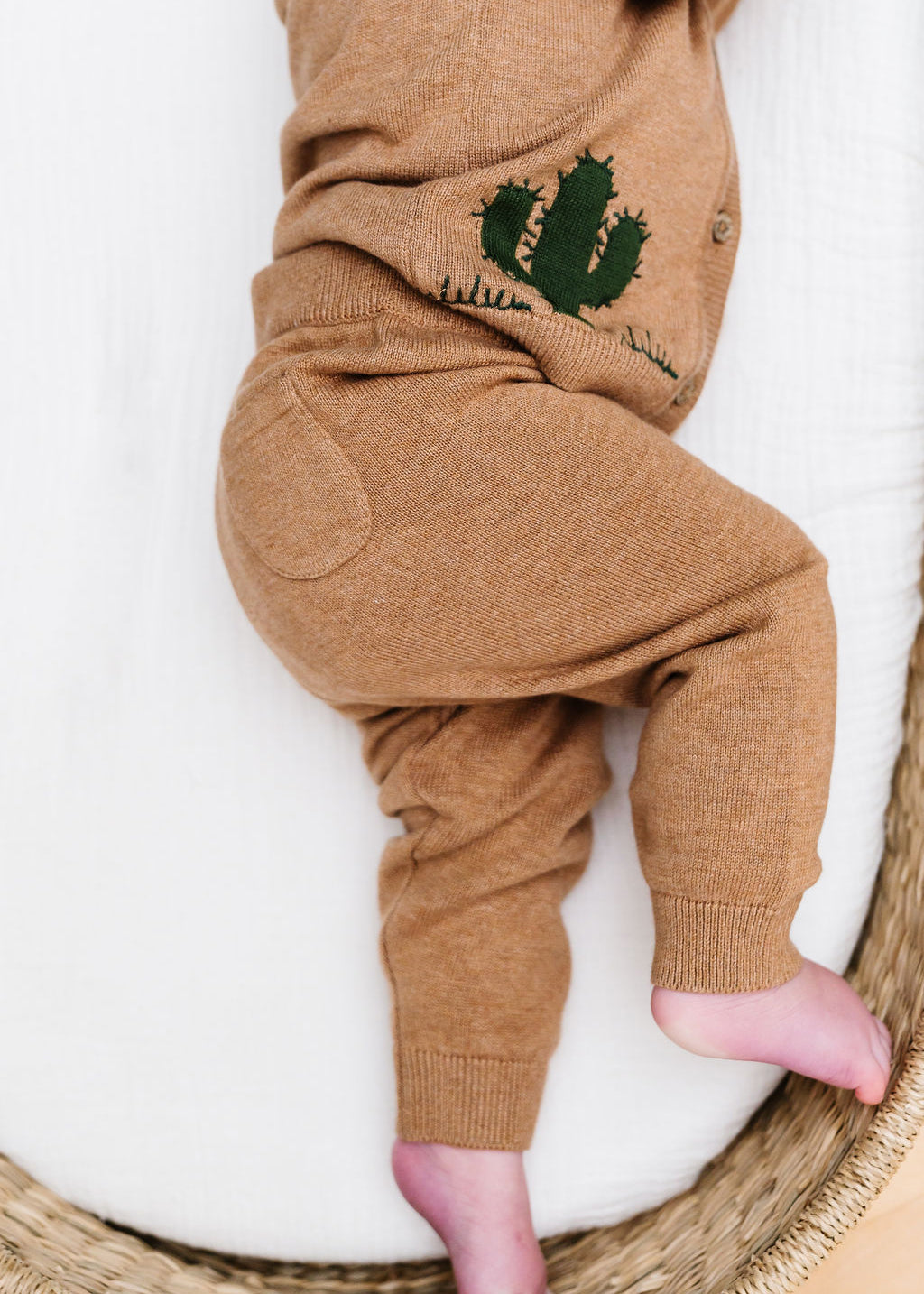 Cactus Llama Applique Baby Button Cardigan Sweater (Organic Cotton)