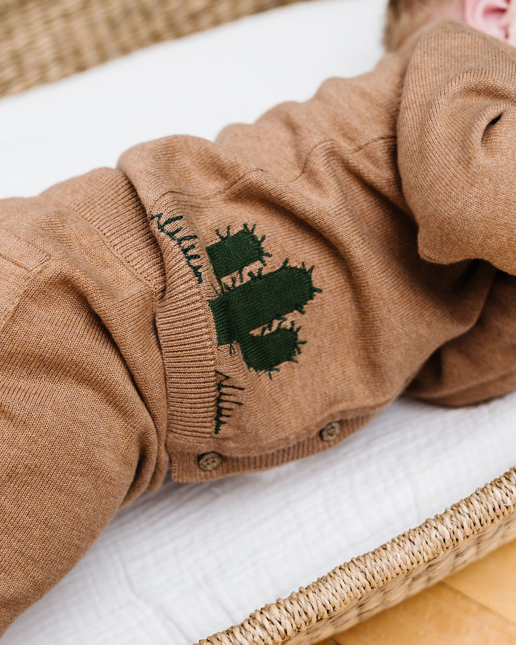 Cactus Llama Applique Baby Button Cardigan Sweater (Organic Cotton)