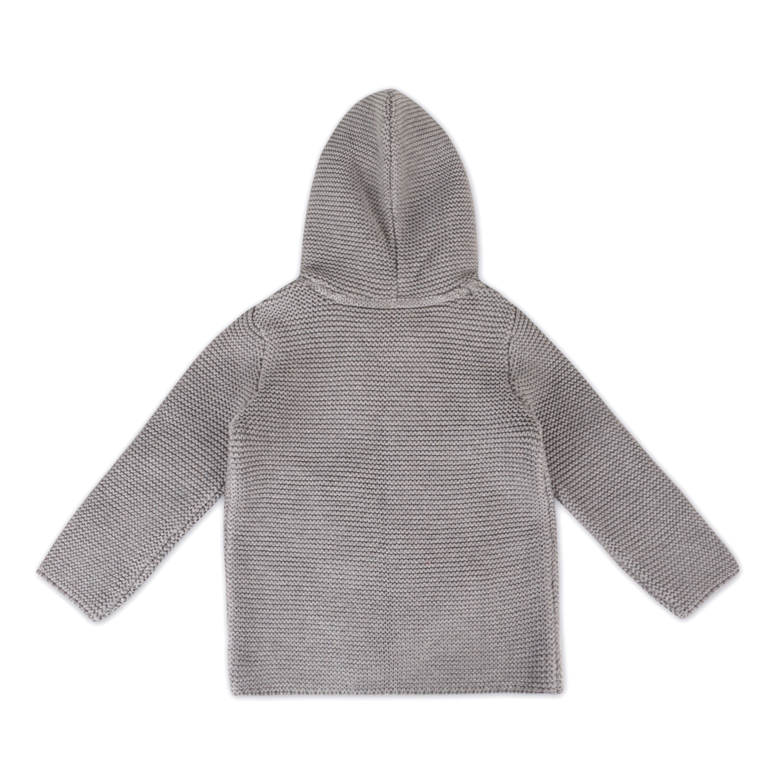 Hooded Button & Pocket Sweater Knit Baby Jacket (Organic Cotton) 