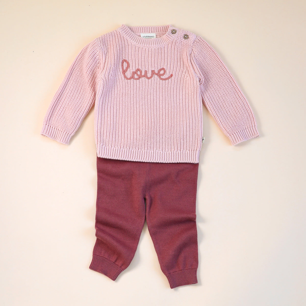 Love Embroidered Chunky Knit Baby Pullover Sweater (Organic Cotton)