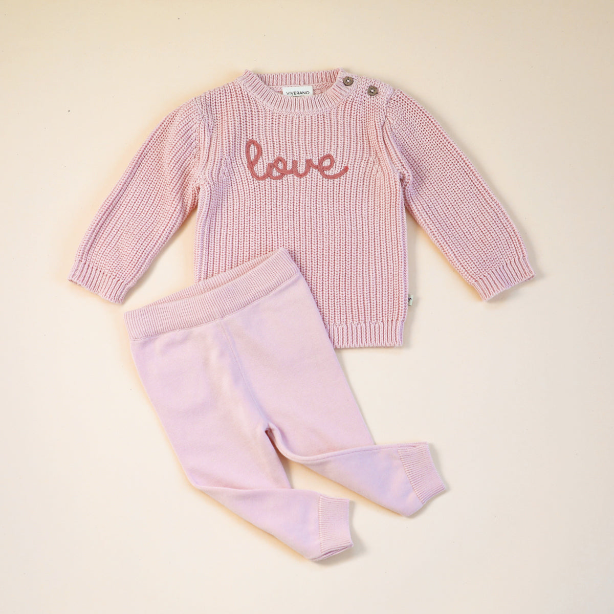 Love Embroidered Chunky Knit Baby Pullover Sweater (Organic Cotton)