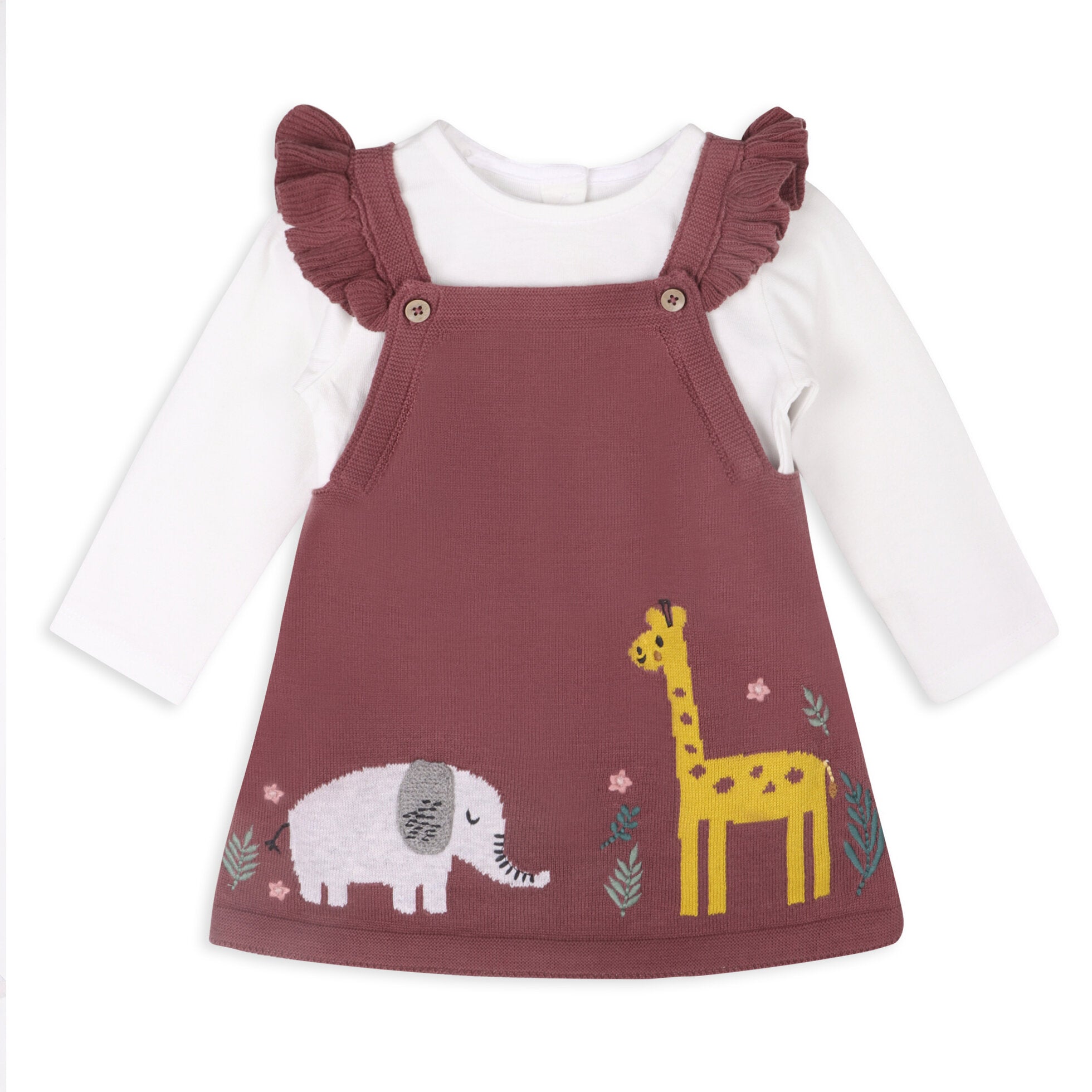 Giraffe Elephant Buddy Baby Tunic Dress & Bodysuit Set (Organic)