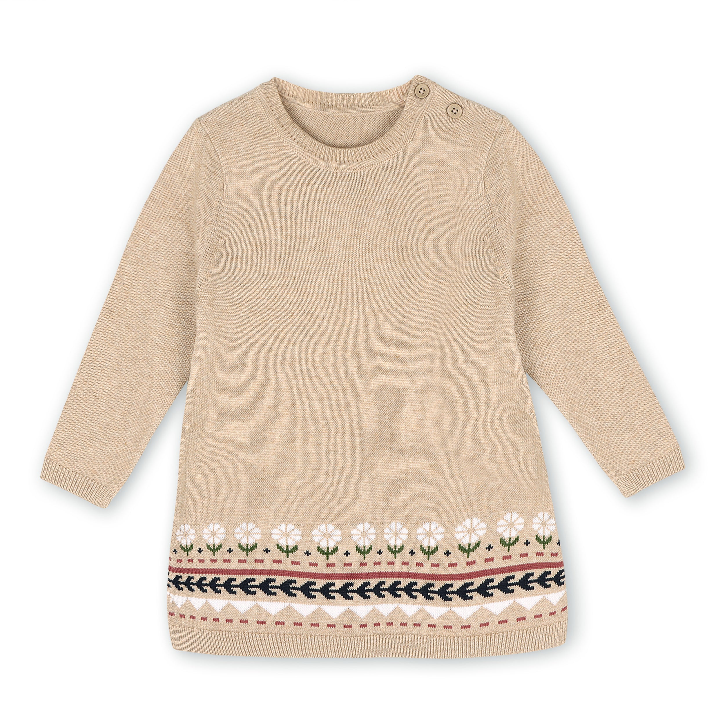 Fair Isle Baby Girl Sweater Knit Dress (Organic Cotton) 