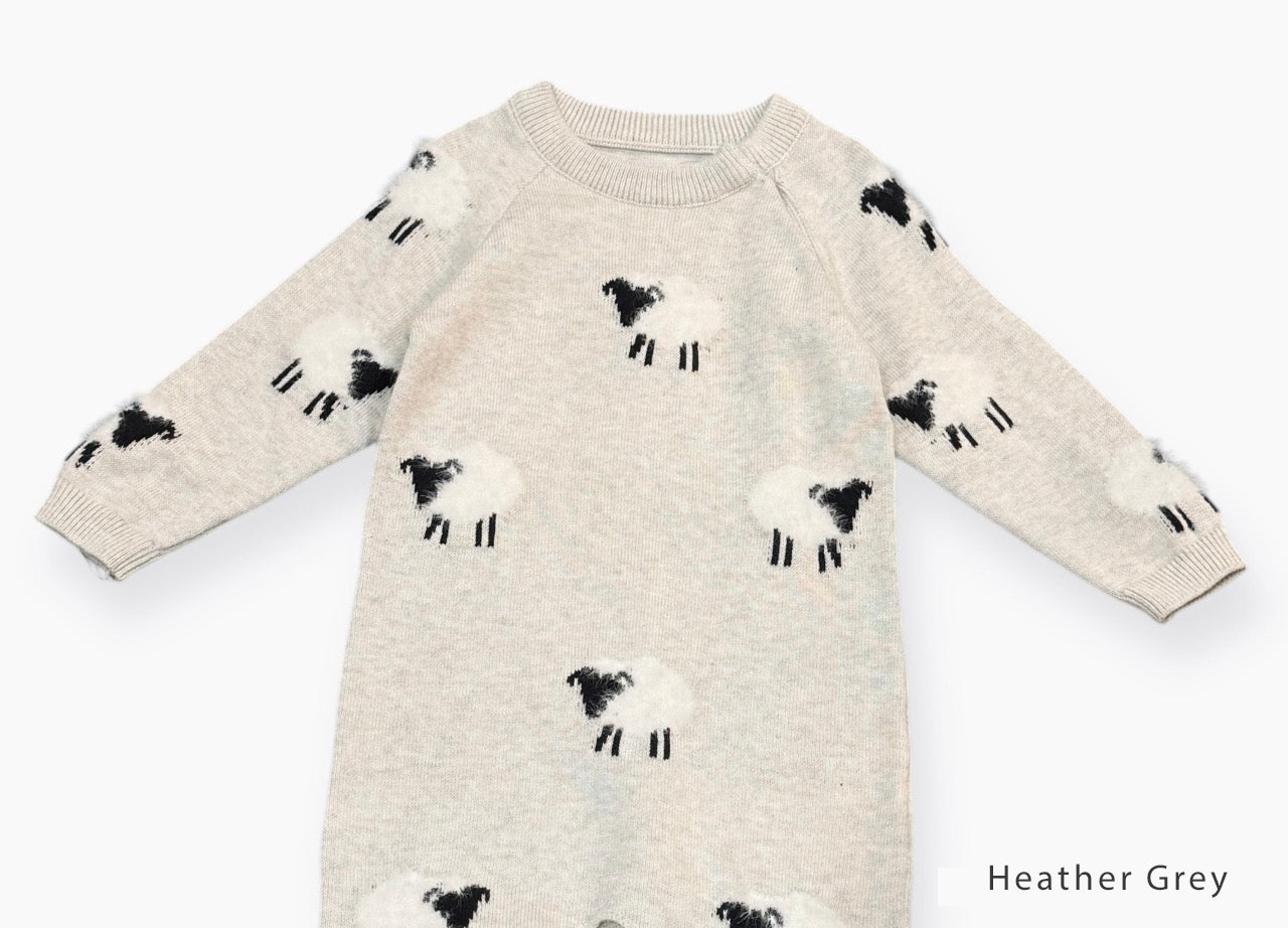 Furry Sheep Jacquard Sweater Knit Baby Jumpsuit (Organic)