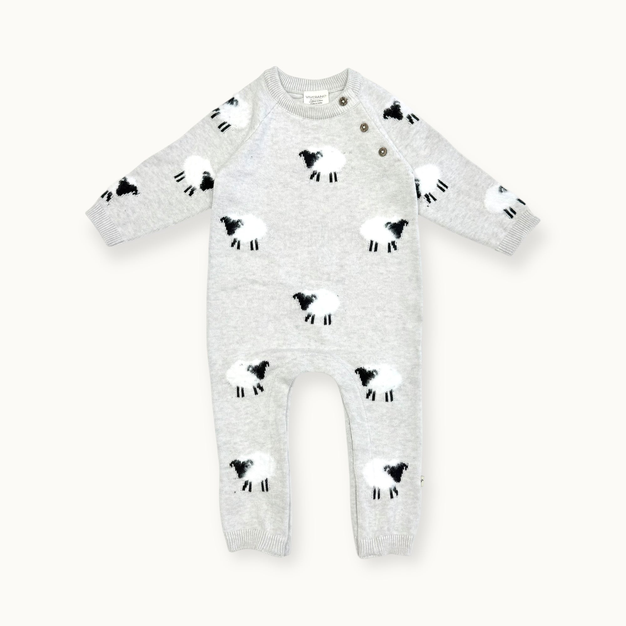 Furry Sheep Jacquard Sweater Knit Baby Jumpsuit (Organic)