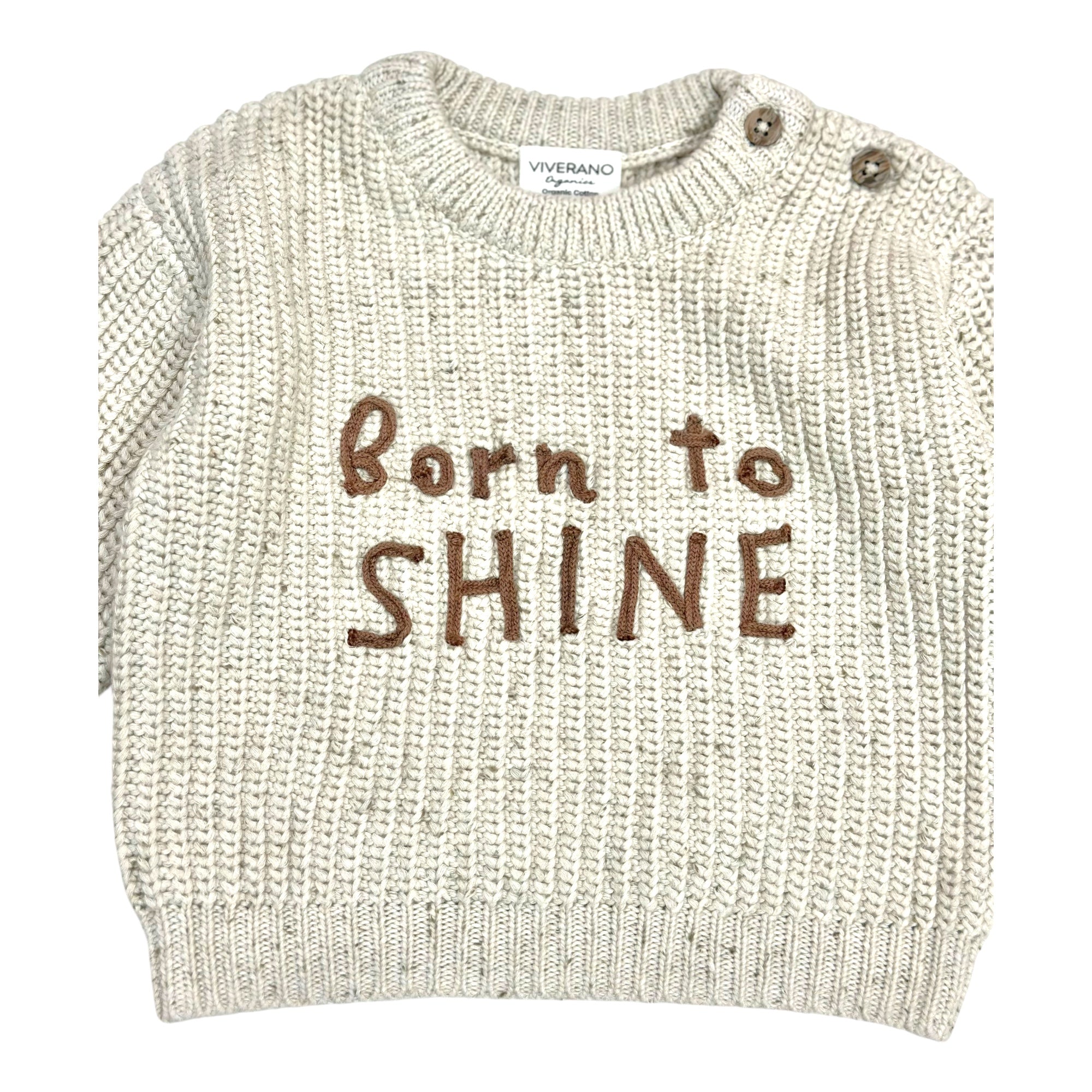 Born to Shine Chunky Knit Slouchy Baby Pullover Sweater (Organic Cotton)