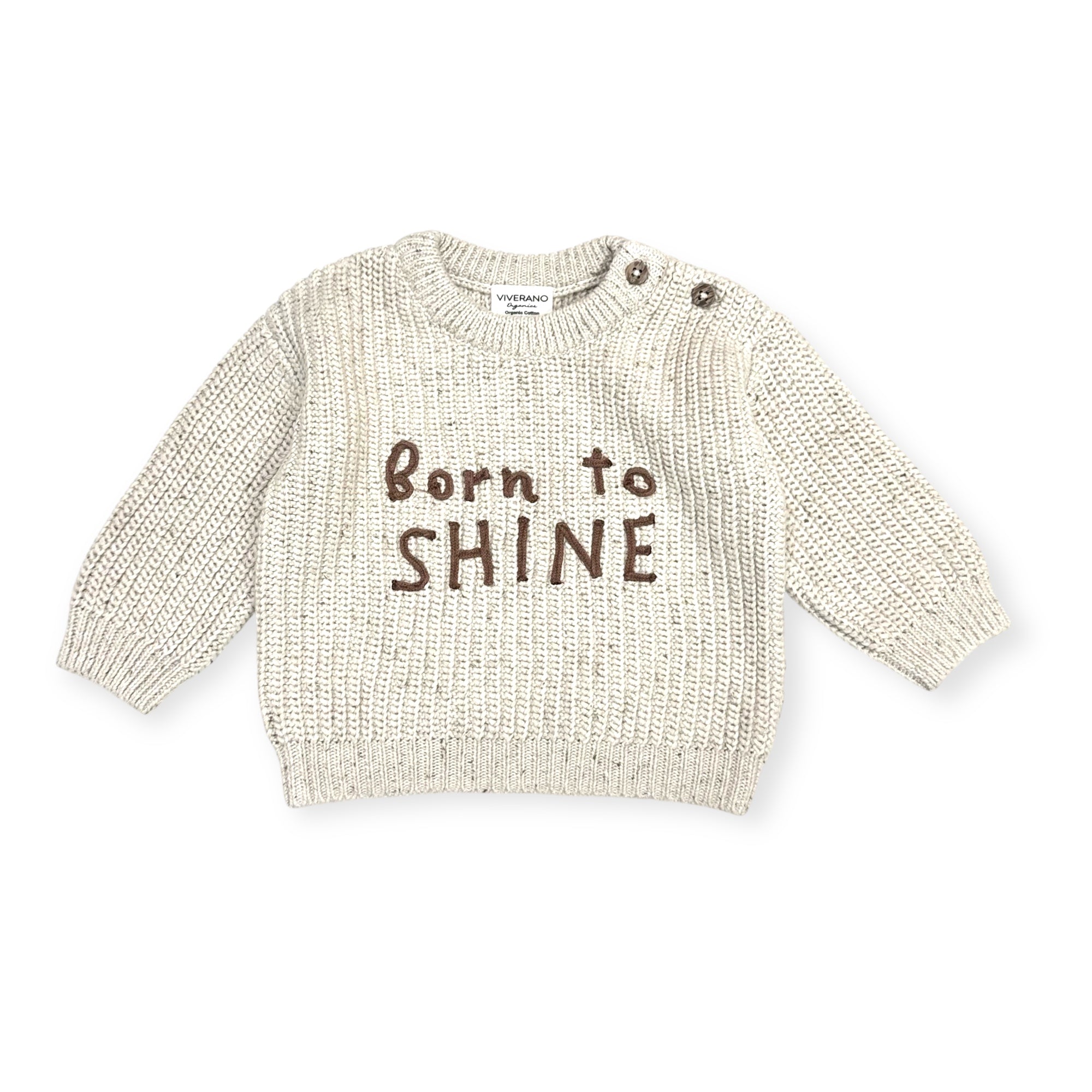 Born to Shine Chunky Knit Slouchy Baby Pullover Sweater (Organic Cotton)