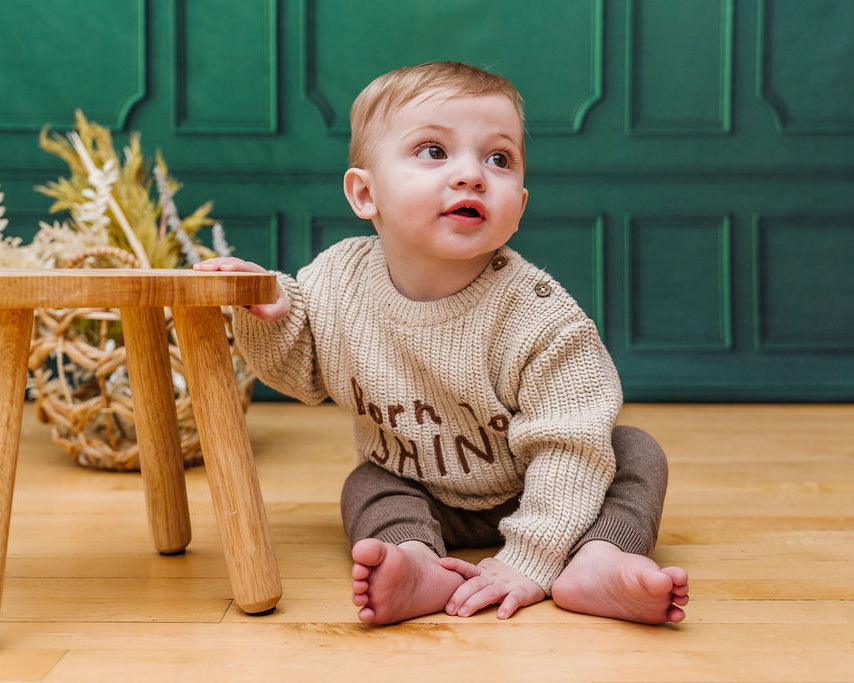 Born to Shine Chunky Knit Slouchy Baby Pullover Sweater (Organic Cotton)