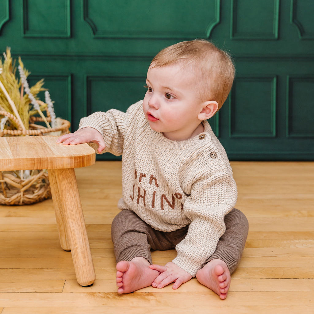 Born to Shine Chunky Knit Slouchy Baby Pullover Sweater (Organic Cotton)