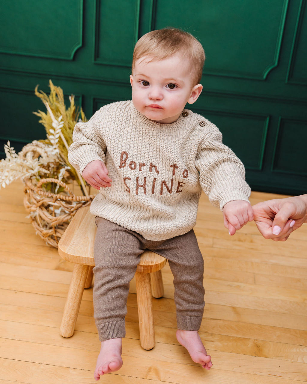 Born to Shine Chunky Knit Slouchy Baby Pullover Sweater (Organic Cotton)