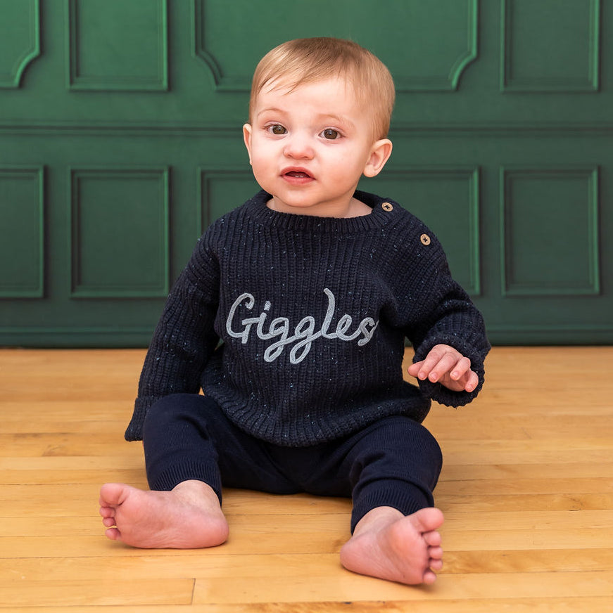 Giggles Chunky Knit Slouchy Baby Pullover Sweater (Organic Cotton)