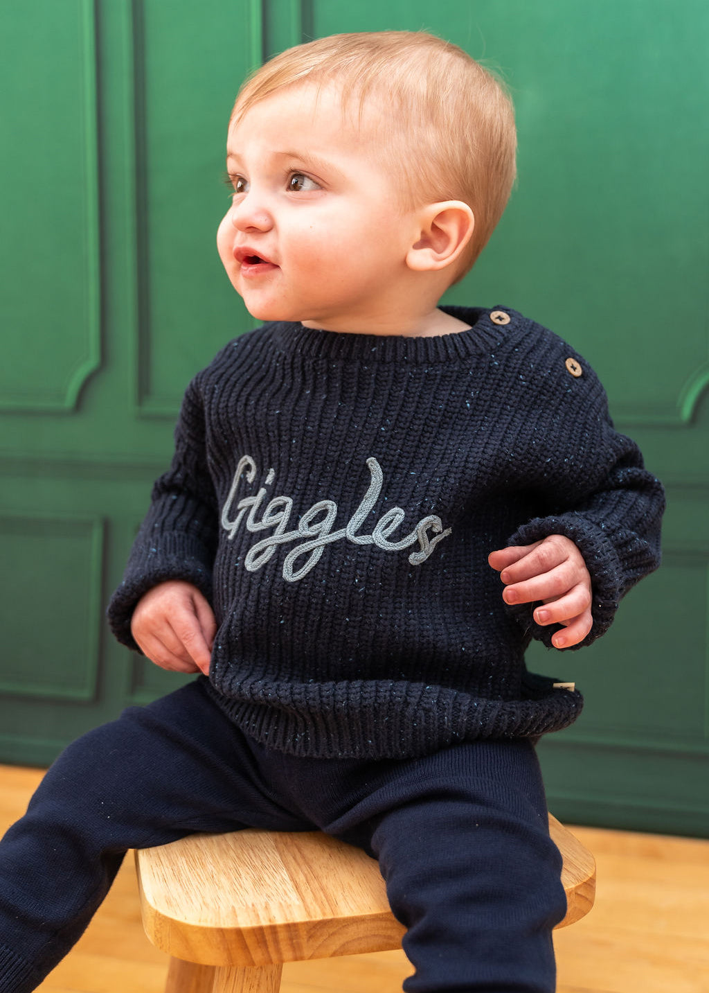 Giggles Chunky Knit Slouchy Baby Pullover Sweater (Organic Cotton)