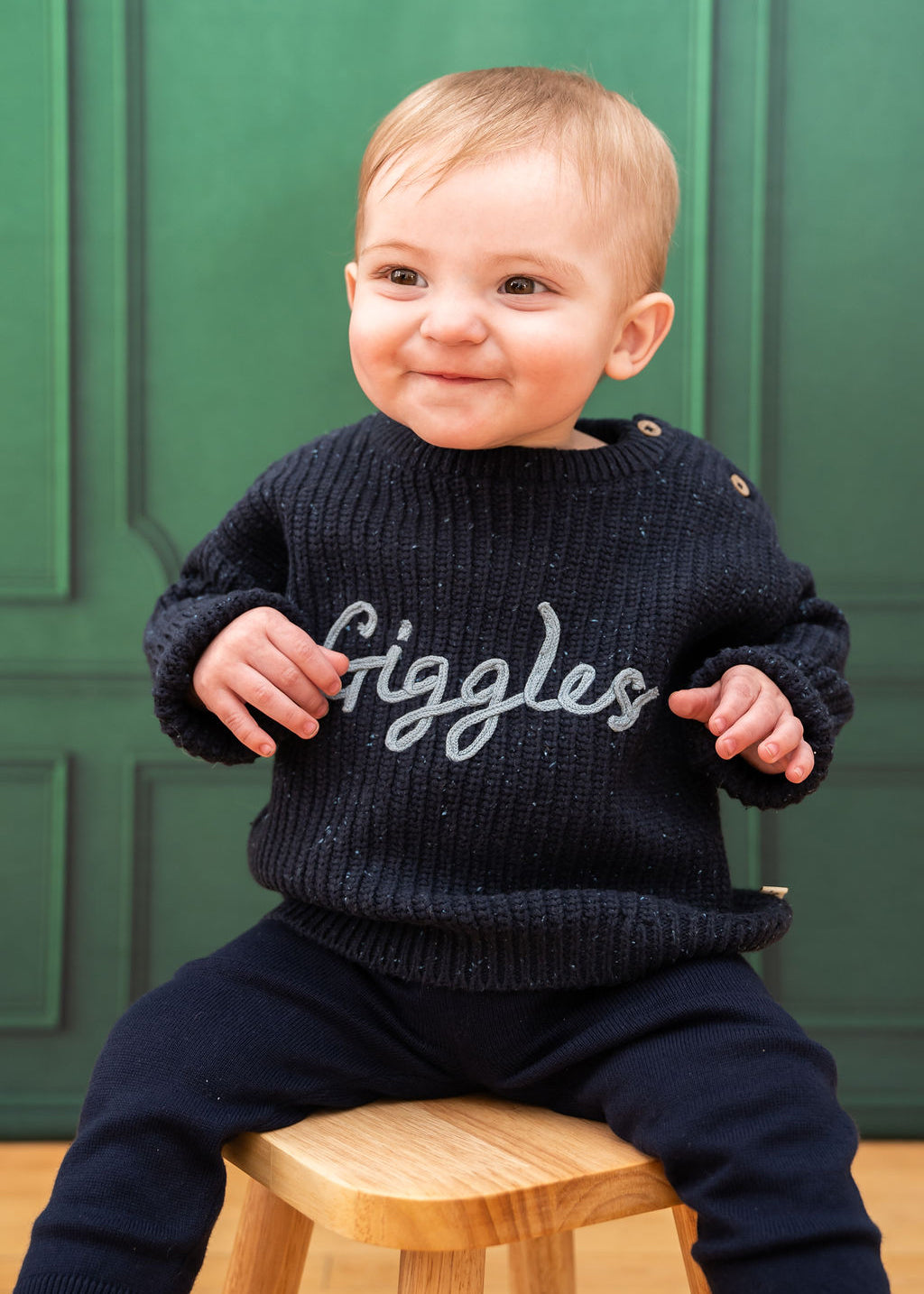 Giggles Chunky Knit Slouchy Baby Pullover Sweater (Organic Cotton)