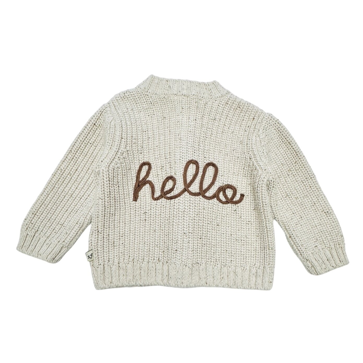 HELLO Wordy Chunky Knit Baby Cardigan Sweater (Organic Cotton) 