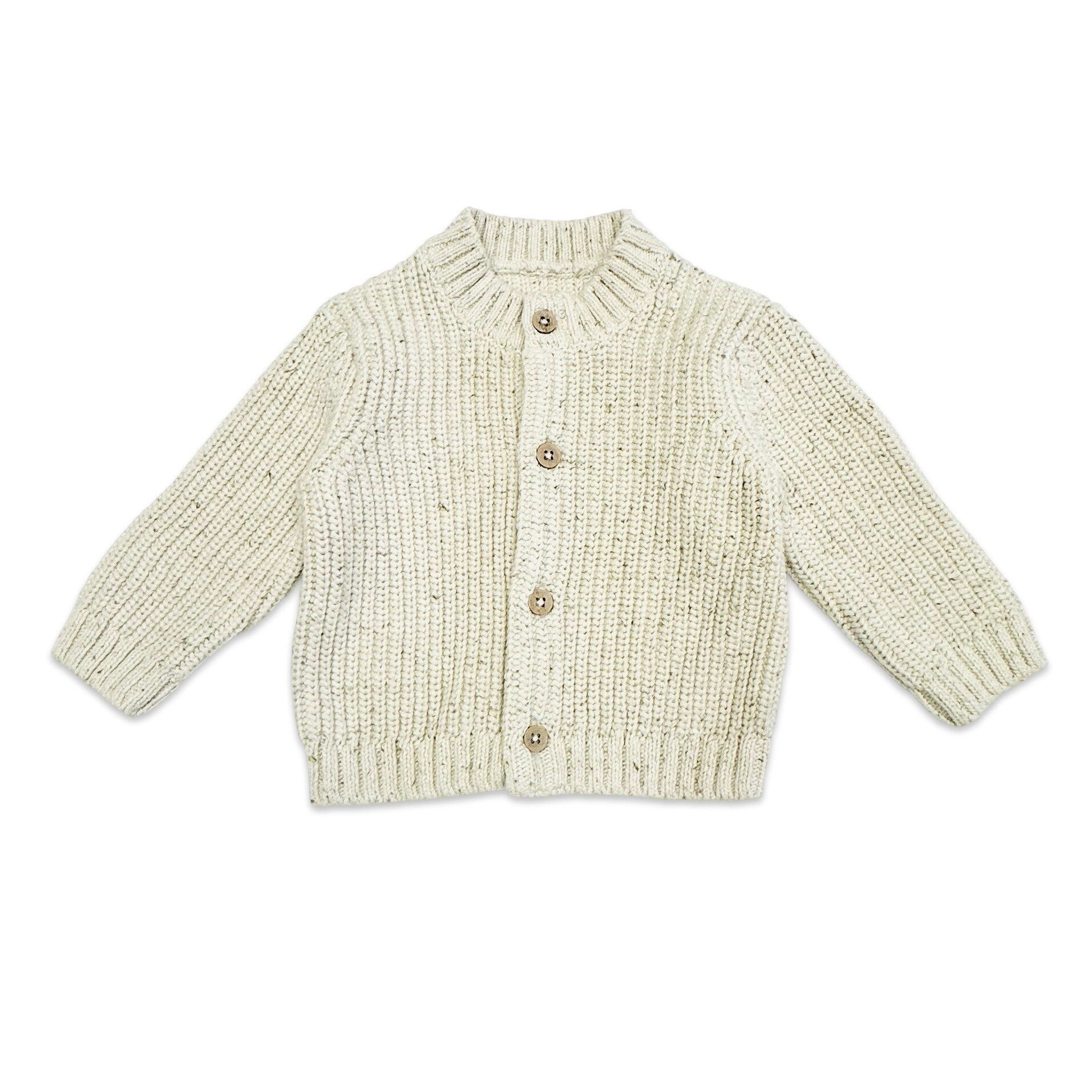 HELLO Wordy Chunky Knit Baby Cardigan Sweater (Organic Cotton) 