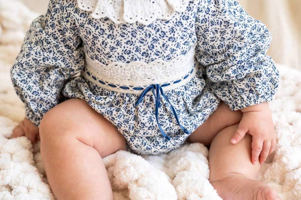 Floral Print & Lace Baby Girl Romper (Organic)