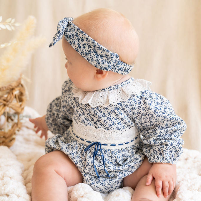 Floral Print & Lace Baby Girl Romper (Organic)