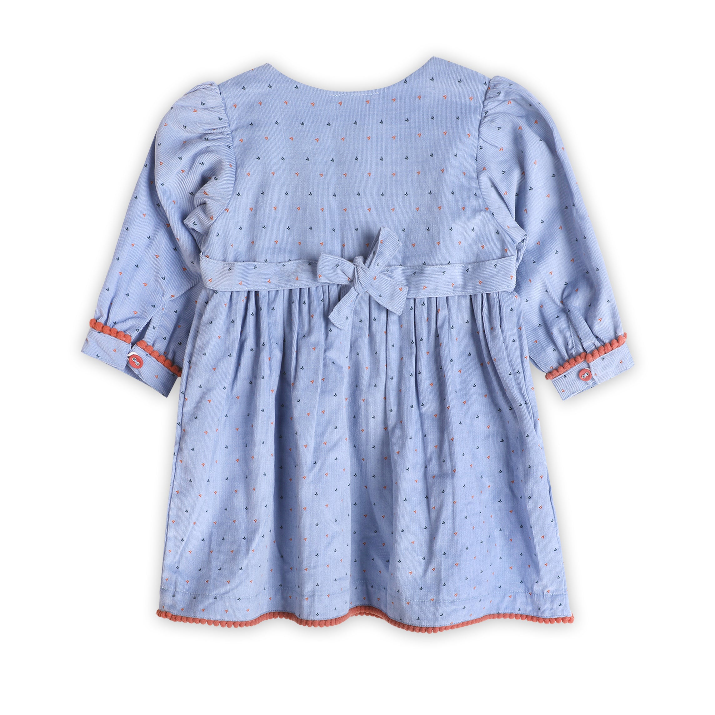 Embroidered Corduroy Tie Baby Dress & Fancy Bloomer Set (Organic)