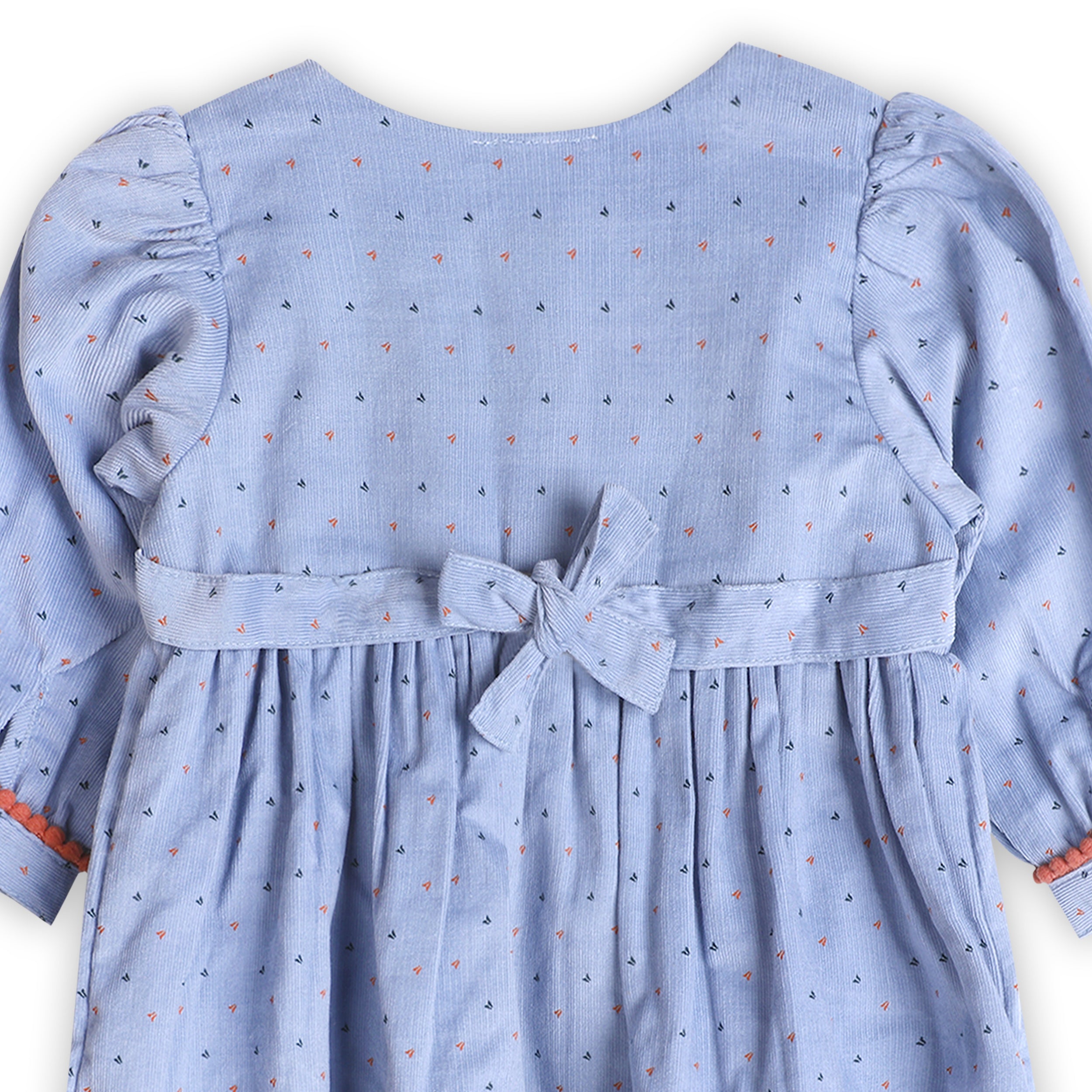 Embroidered Corduroy Tie Baby Dress & Fancy Bloomer Set (Organic)