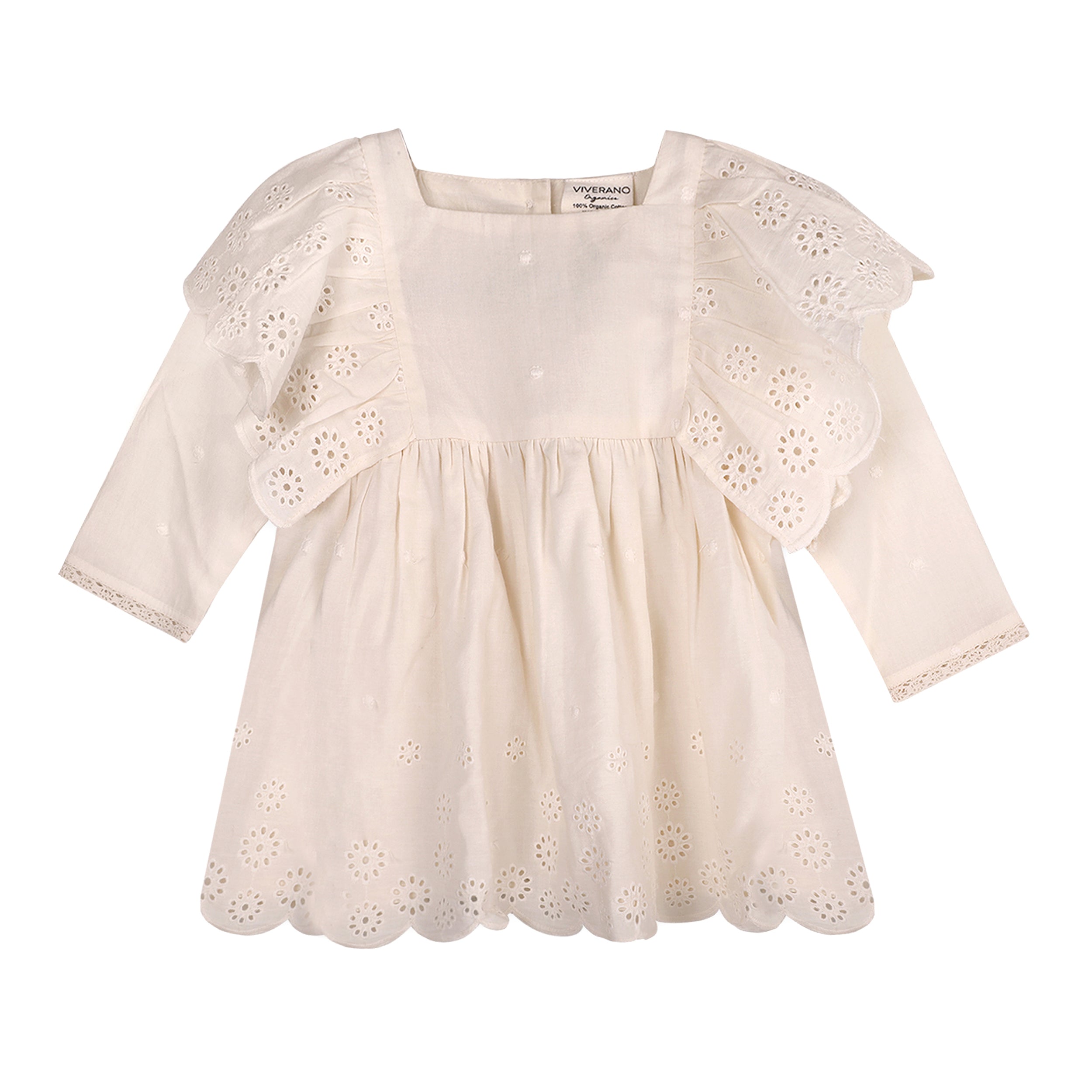 Schiffli Lace Clown Collar Baby Girl Dress & Bloomer Set (Organic)