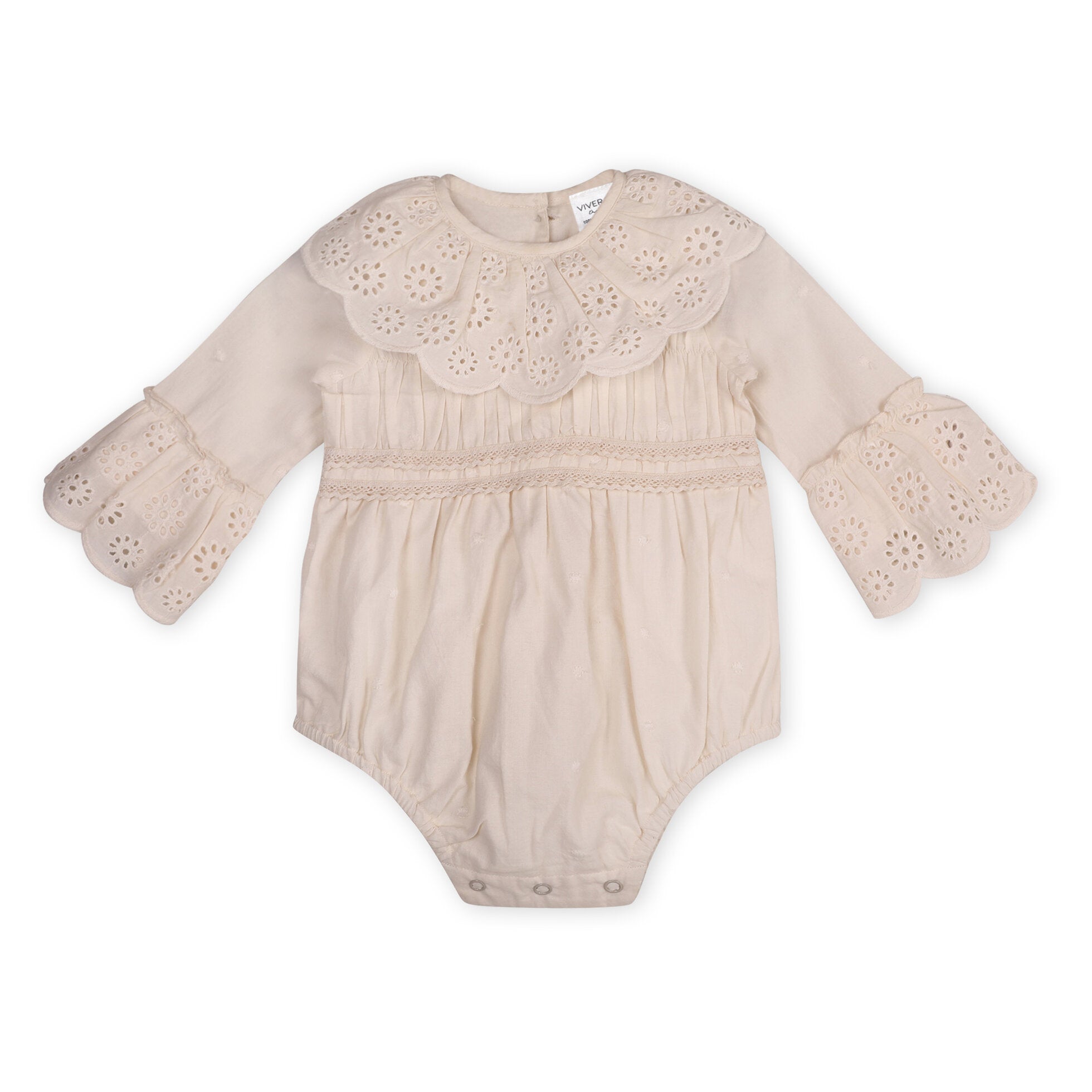 Schiffli Lace Ruffle Collar Baby Girl Romper (Organic)