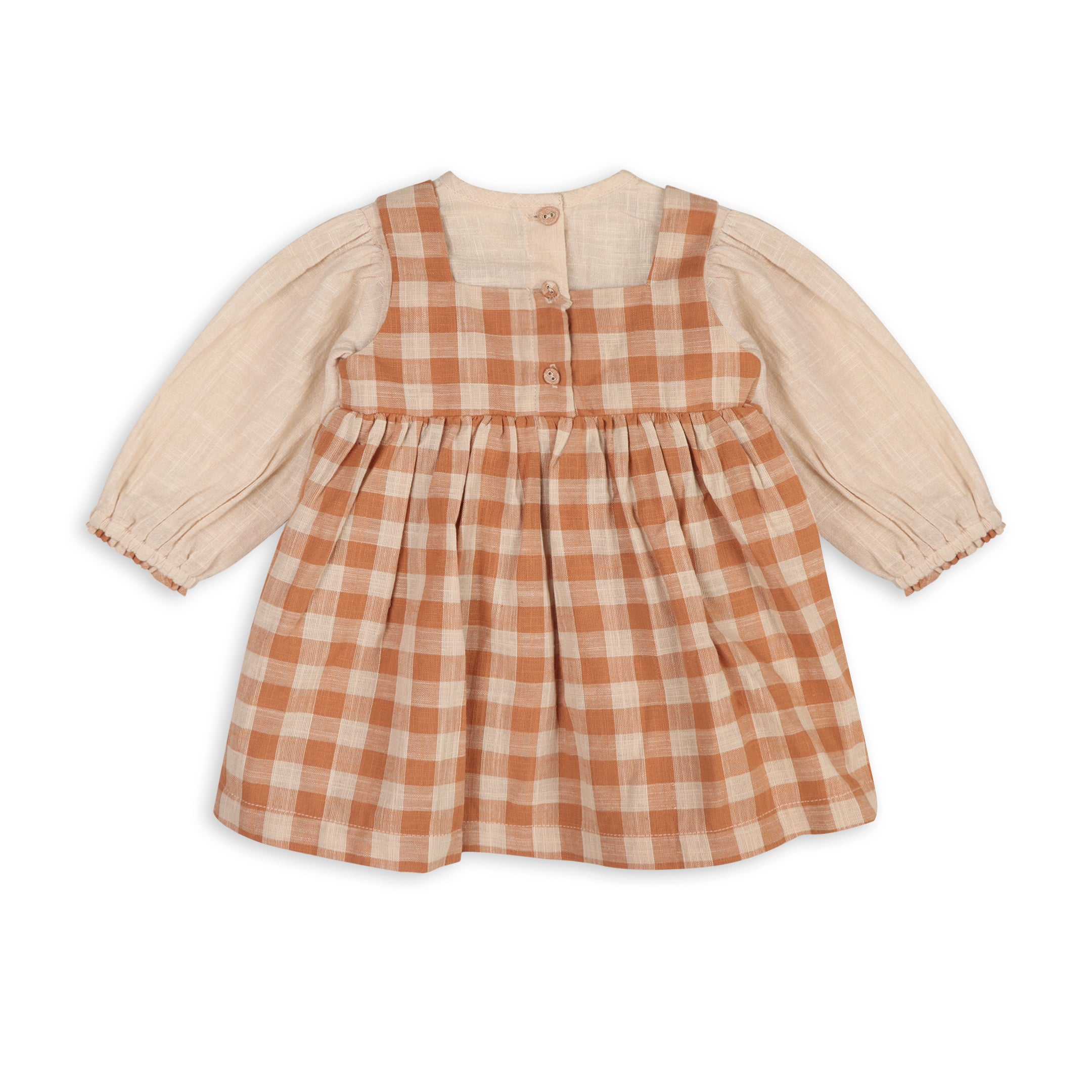 Pinafore Gingham Baby Dress, Slub Shirt & & Fancy Bloomer Set (Organic)