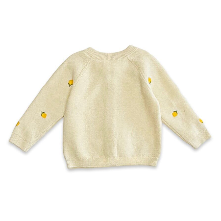 Lemon Embroidered Sweater Knit Baby Cardigan (Organic Cotton)